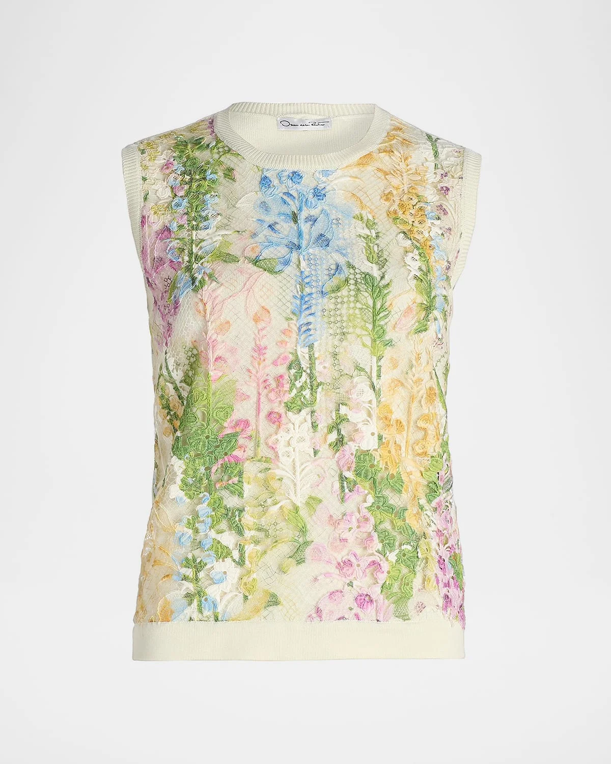 Foxgloves Print Lace-Insert Tank Top - 1