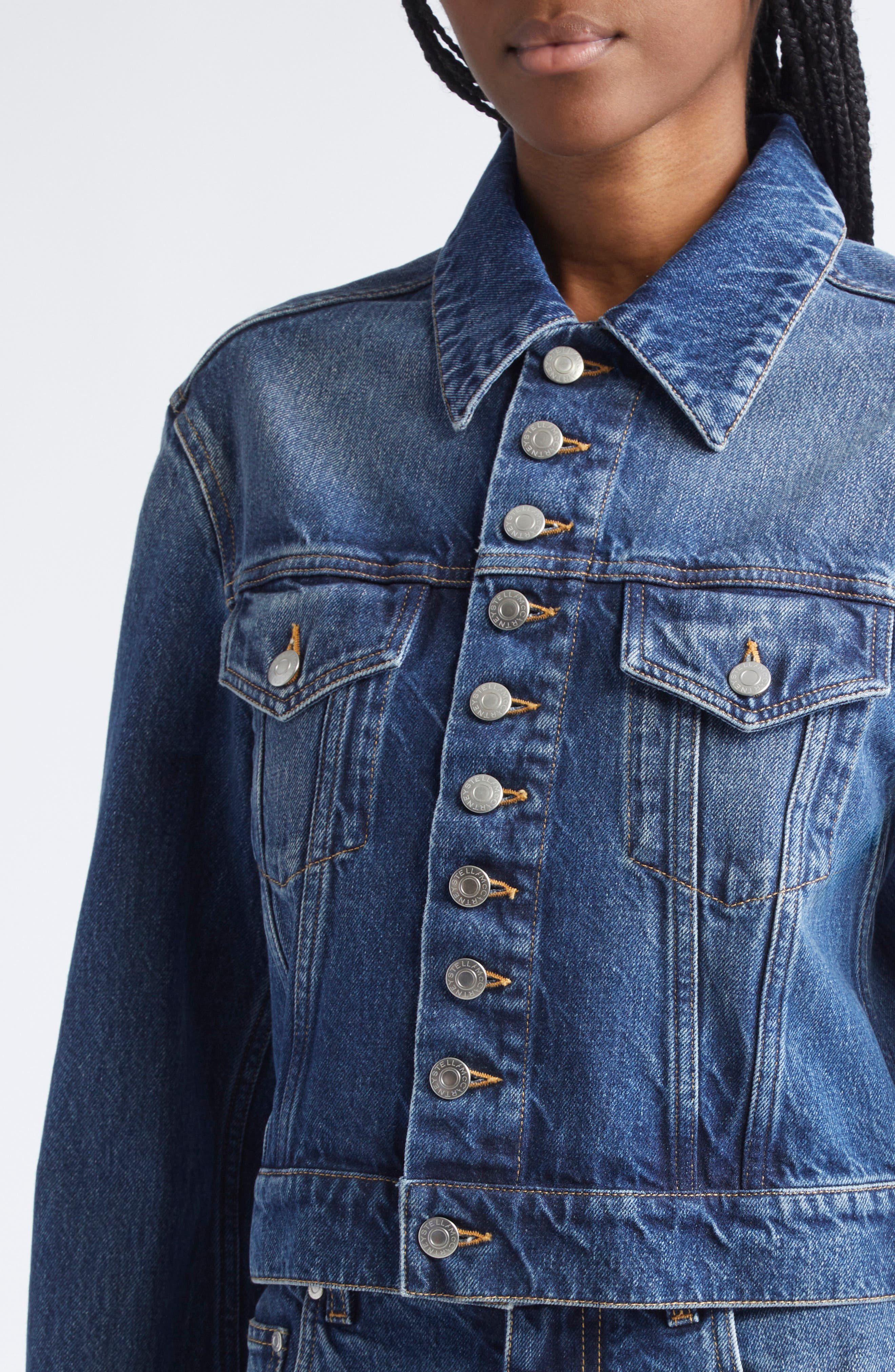Stella McCartney Button-Up Denim Jacket in Dark Blue at Nordstrom - 5