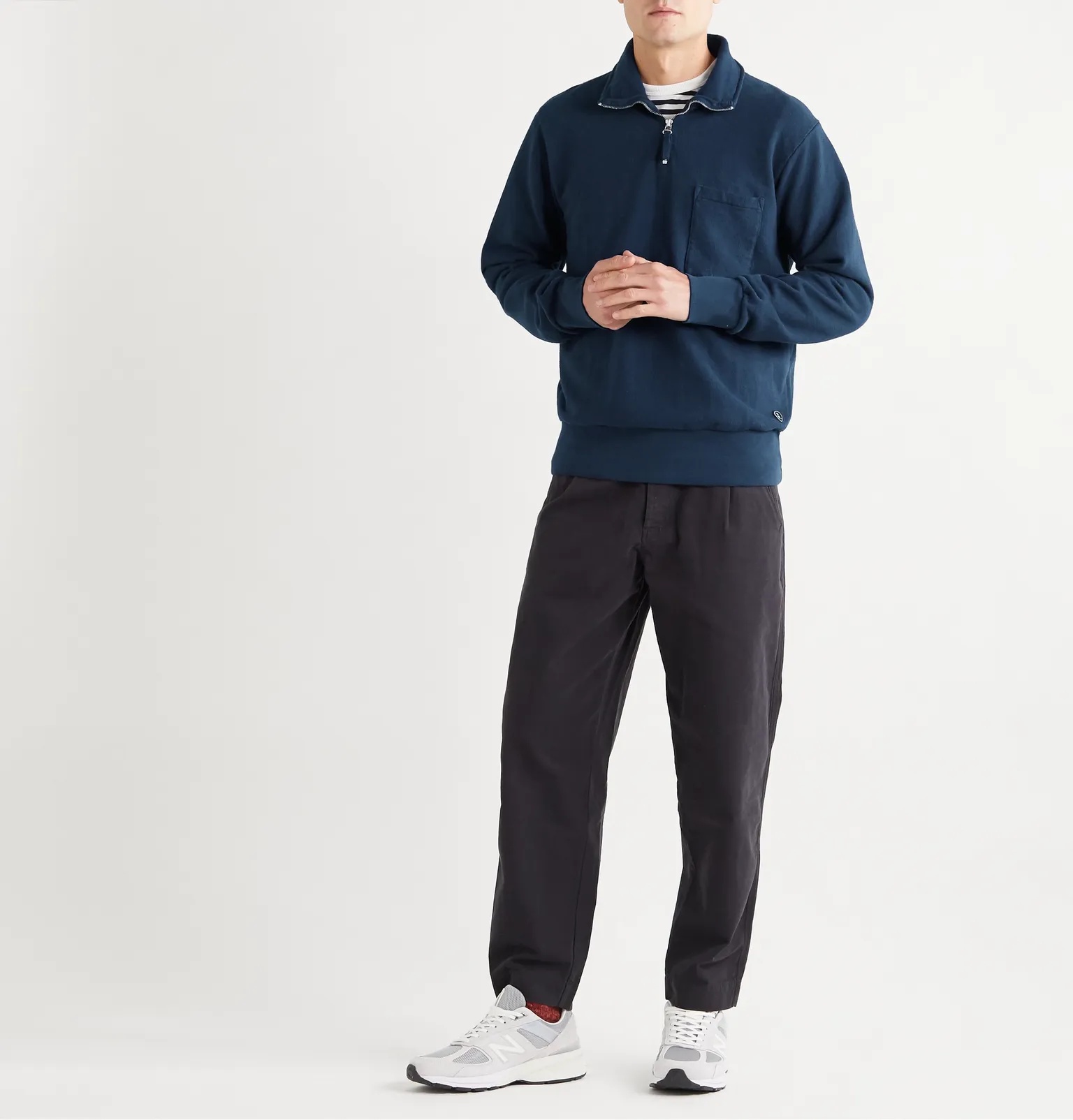 Half-Zip Loopback Cotton-Jersey Sweatshirt - 2