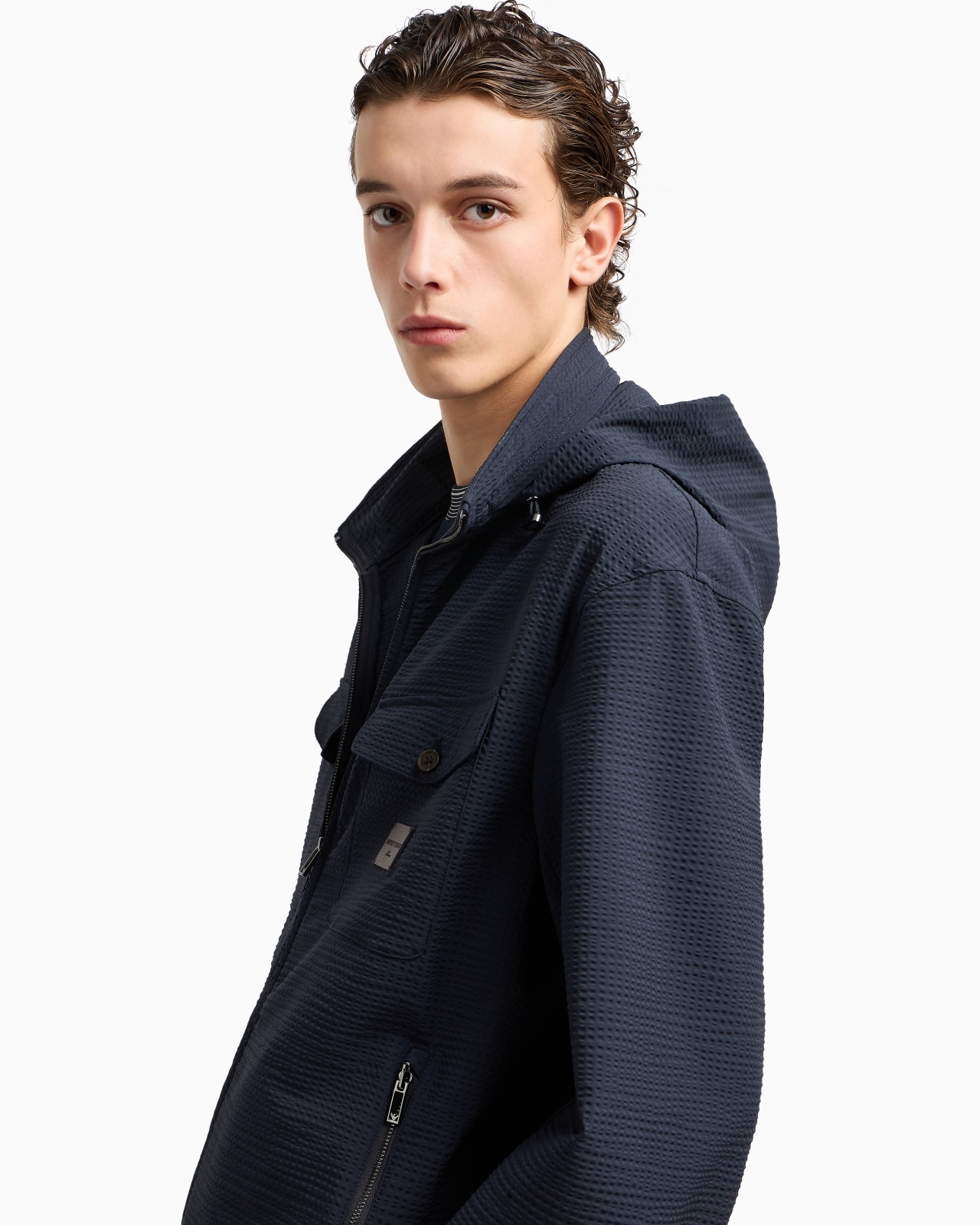 NYLON SEERSUCKER FULL-ZIP BLOUSON - 5
