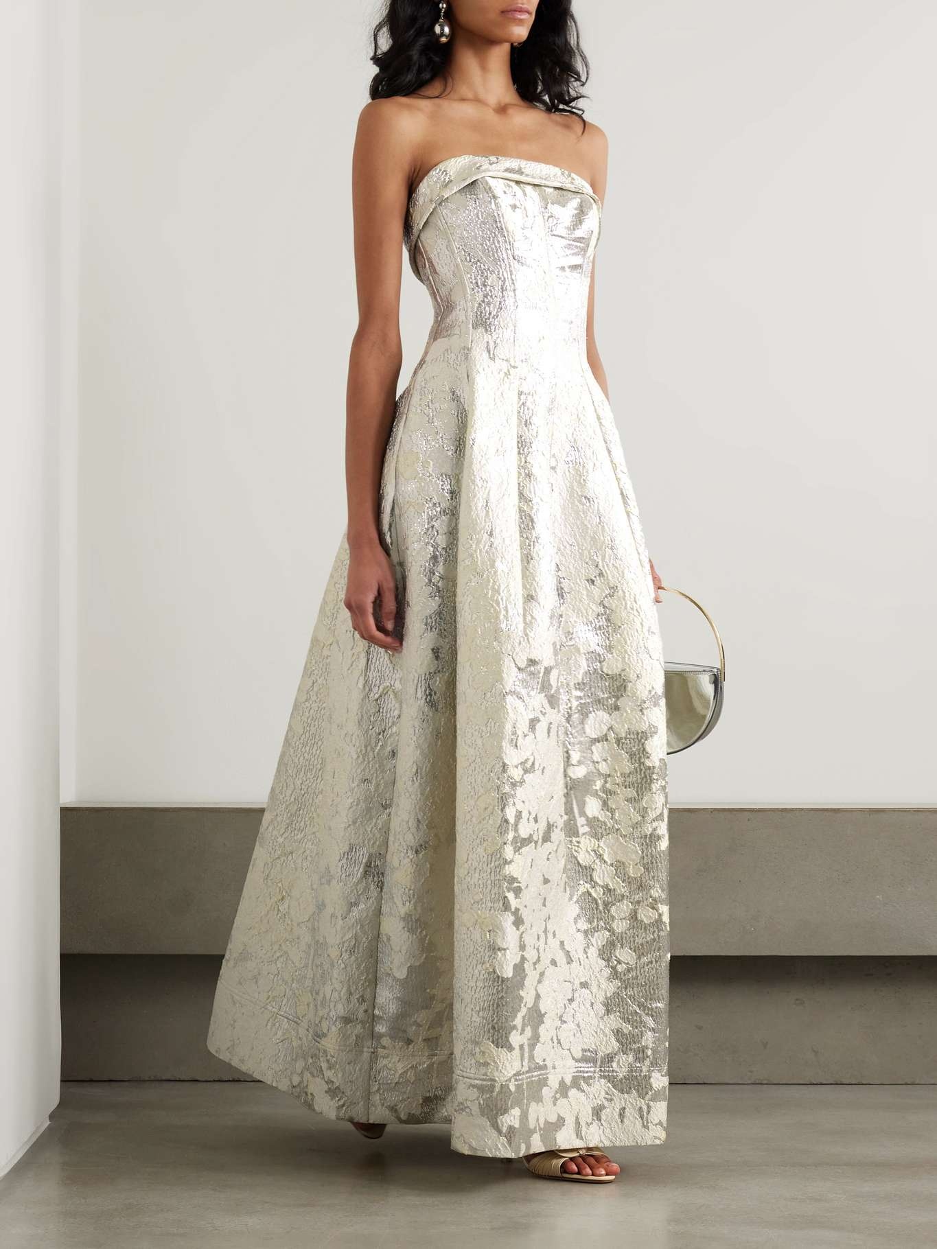 Octavia strapless metallic brocade gown - 2