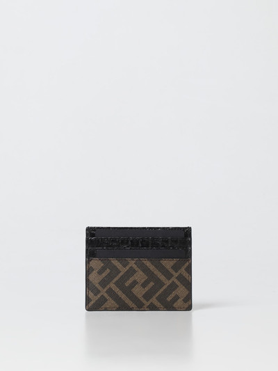 FENDI Fendi FF Diagonal coated cotton and leather credit card holder outlook