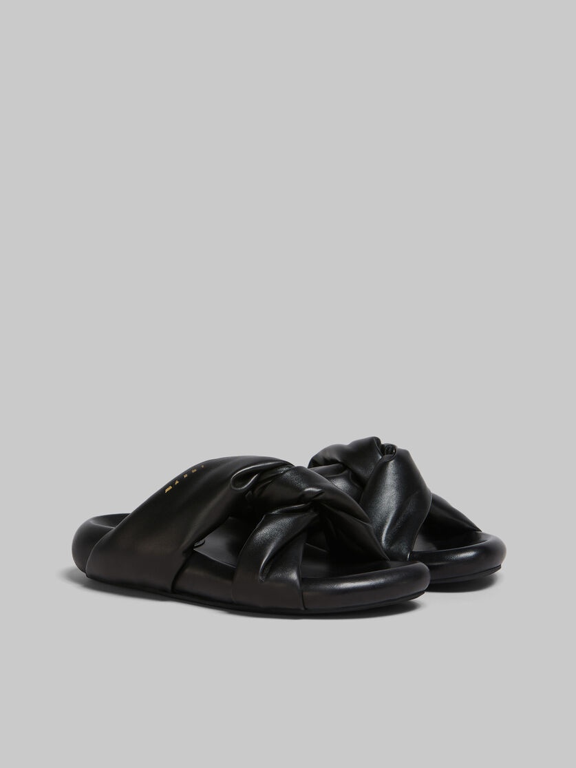 BLACK TWISTED LEATHER BUBBLE SANDAL - 2