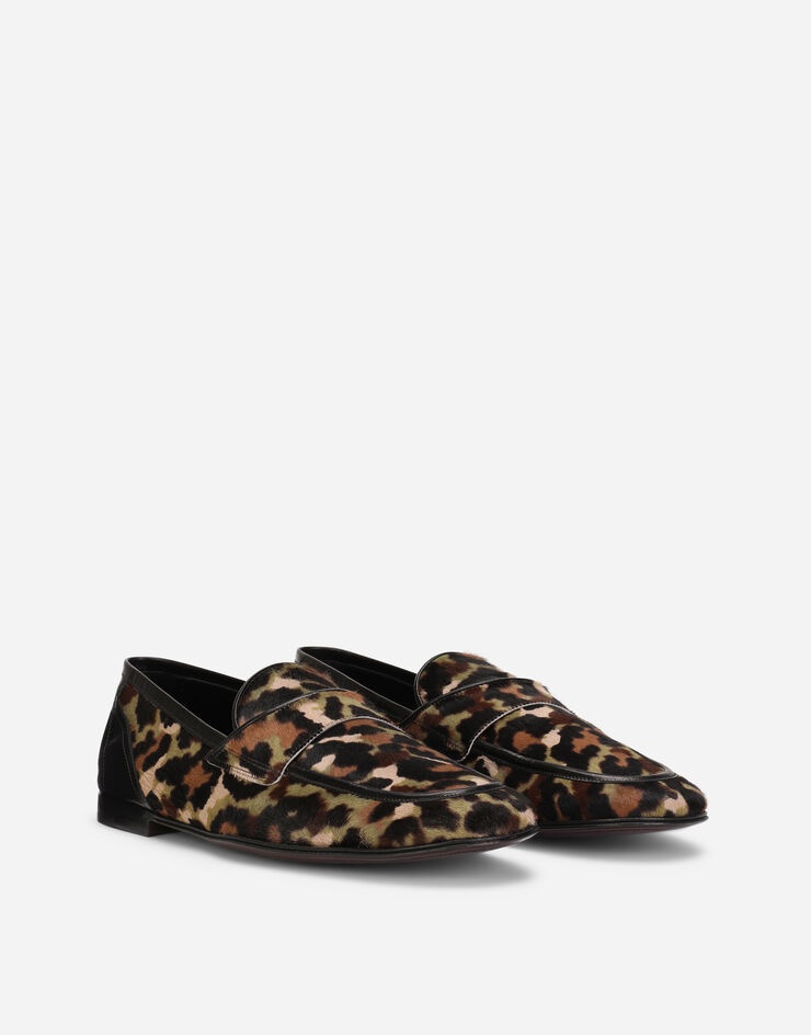 Pony hair slippers with leopard and camouflage print - 2