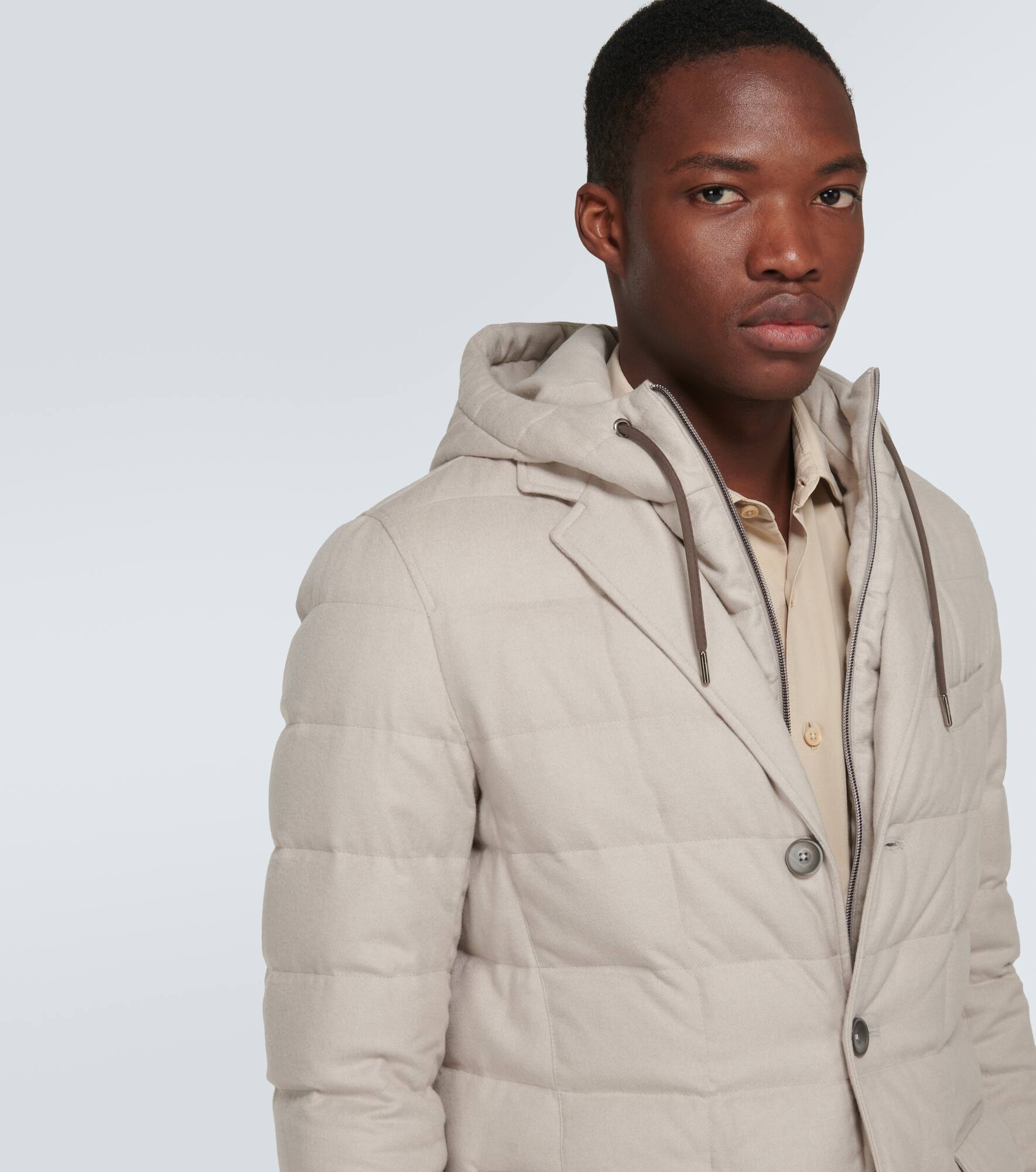 Quilted silk and cashmere coat - 6