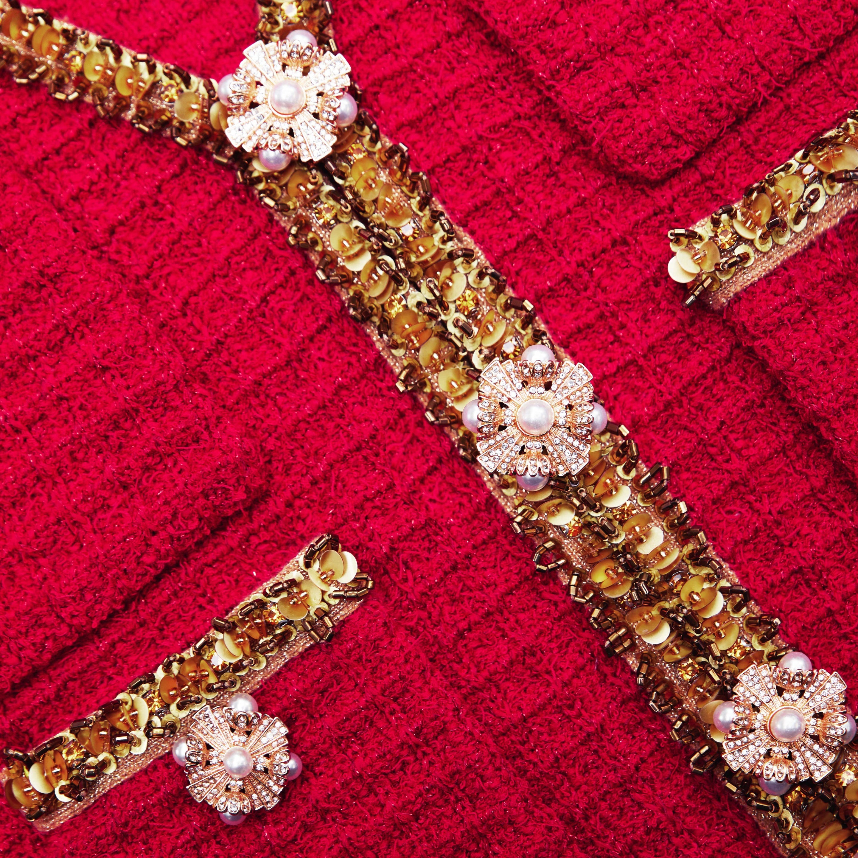 Red Knit V Neck Cardigan - 5