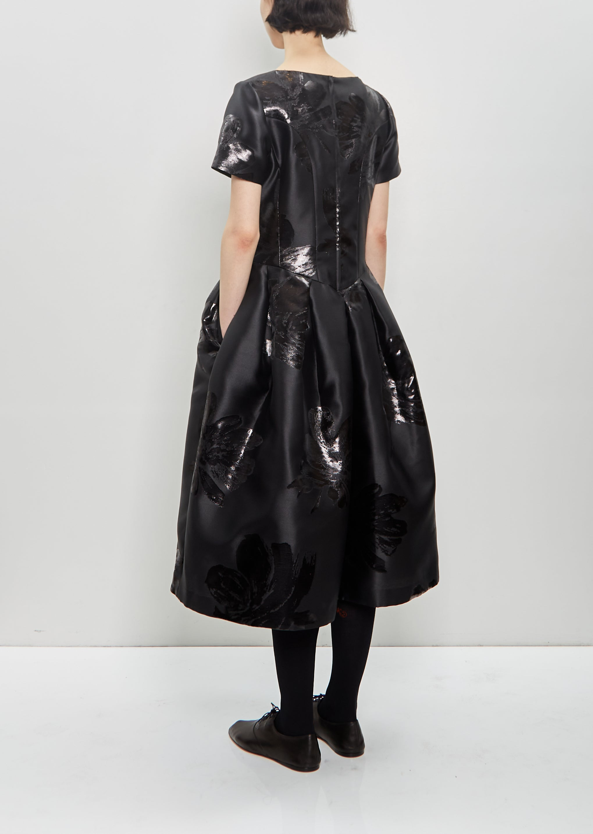 Polyester Jacquard Floral Pattern Dress - 3