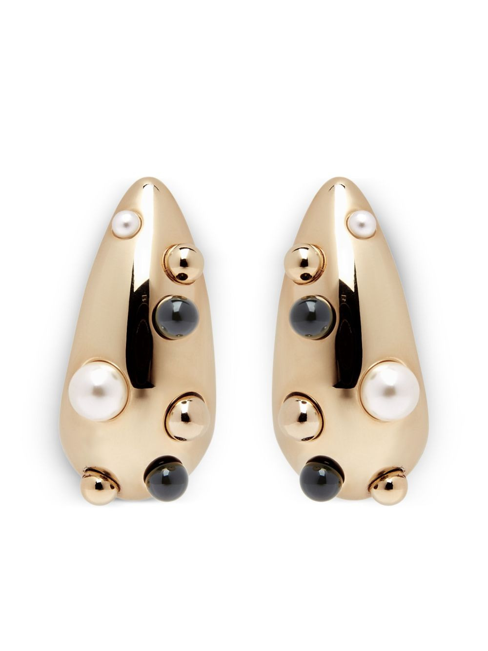 curved pearl-embellished earrings - 1