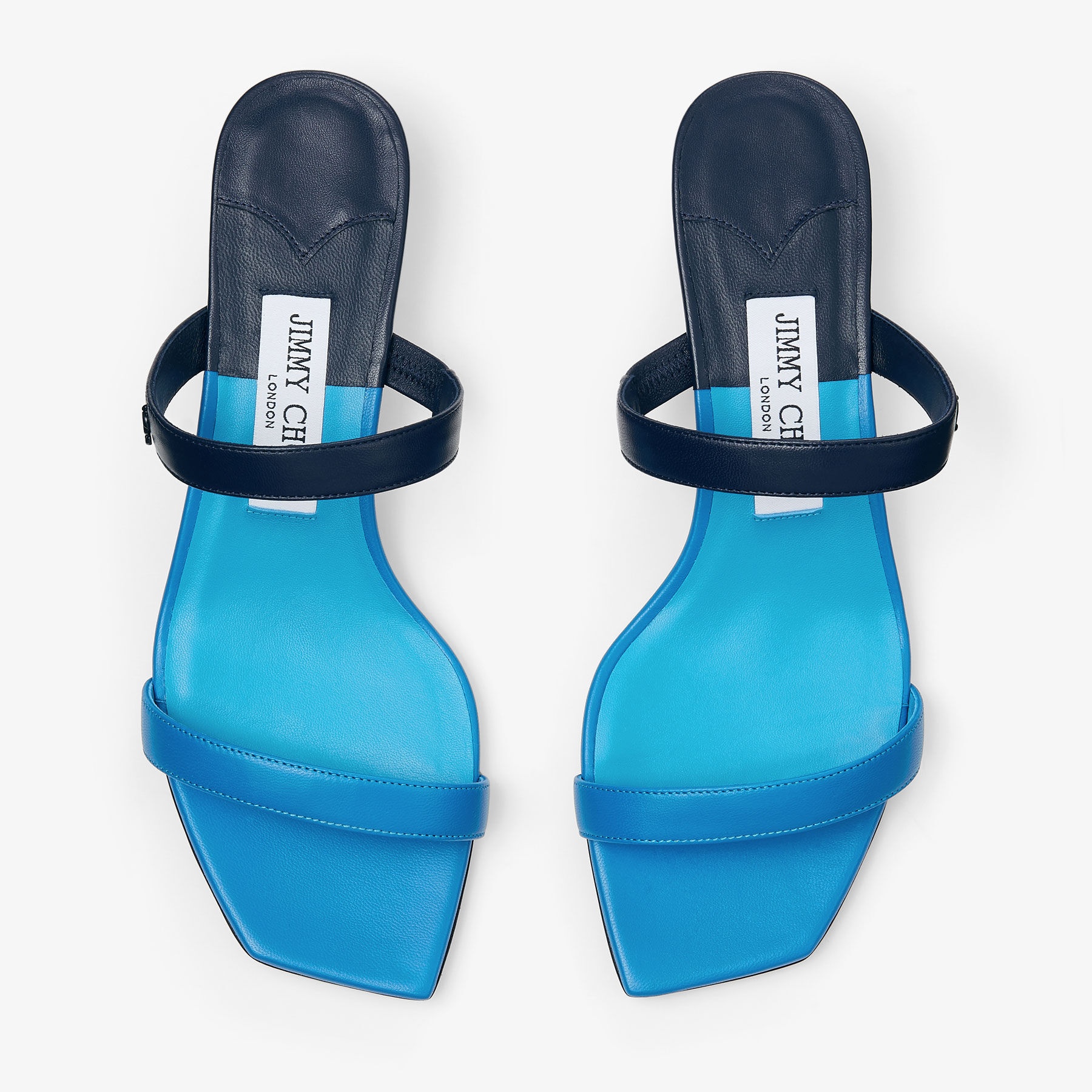 JIMMY CHOO Kyda 35 Sky and Navy Nappa Leather Sandals