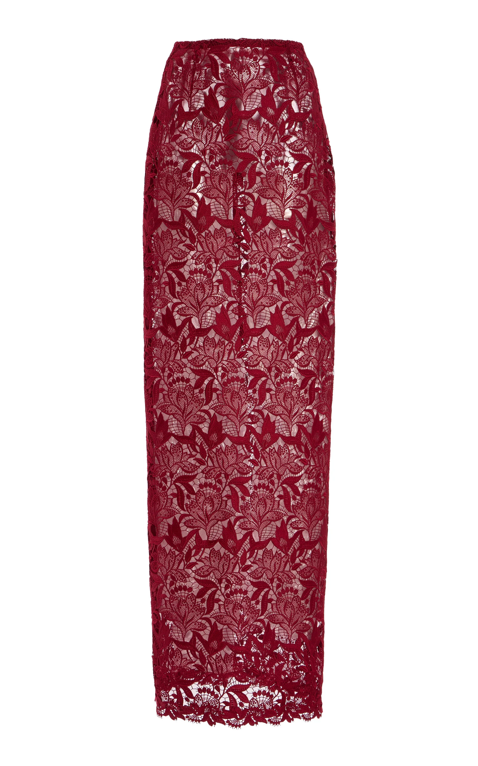 Lace Column Maxi Skirt red - 1