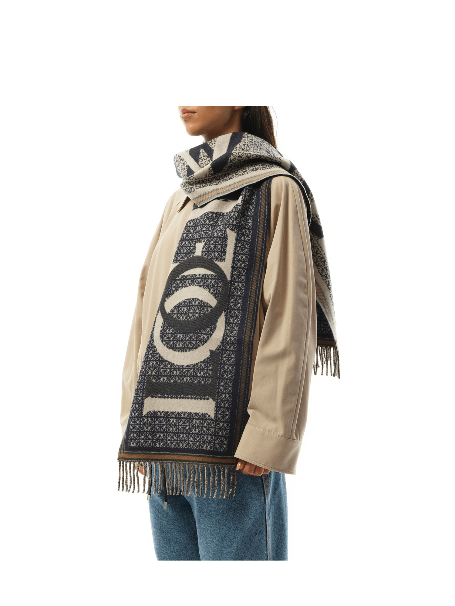 Loewe Love Scarf in Navy Blue - 5