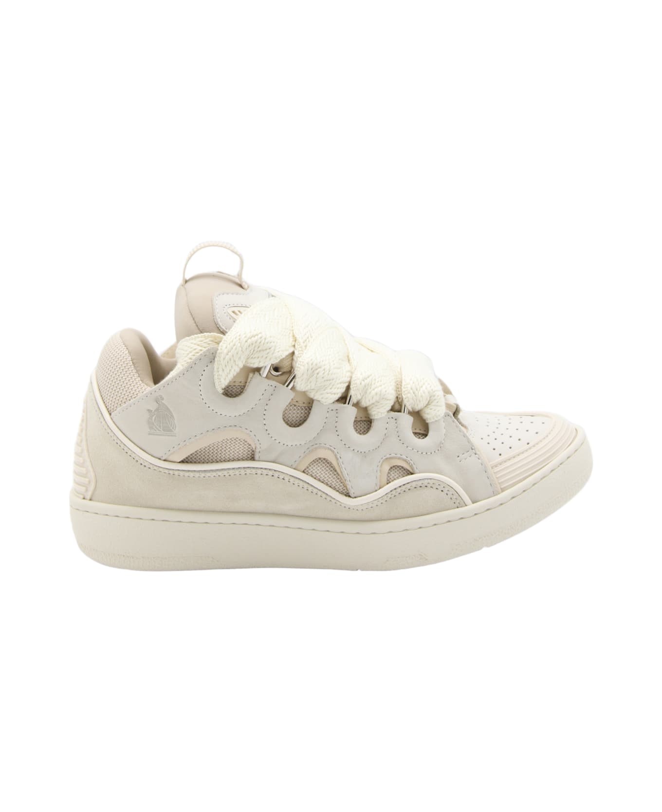 White Leather Curb Sneakers - 1