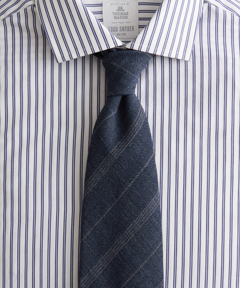 TODD SNYDER Italian Wool-Linen Stripe Tie outlook
