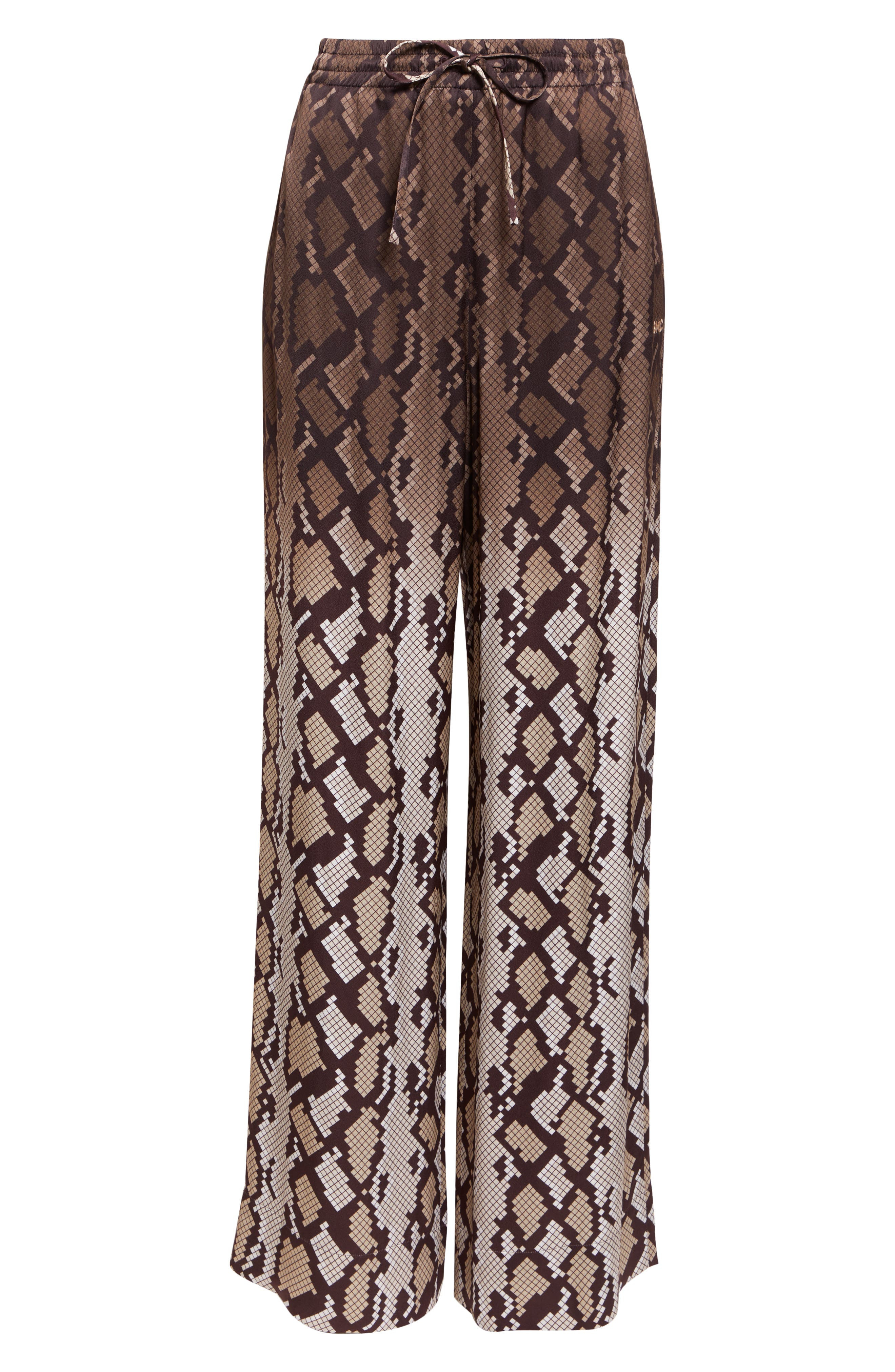 Stella McCartney Snakeskin Print Satin Pajama Trousers in Natural at Nordstrom - 6