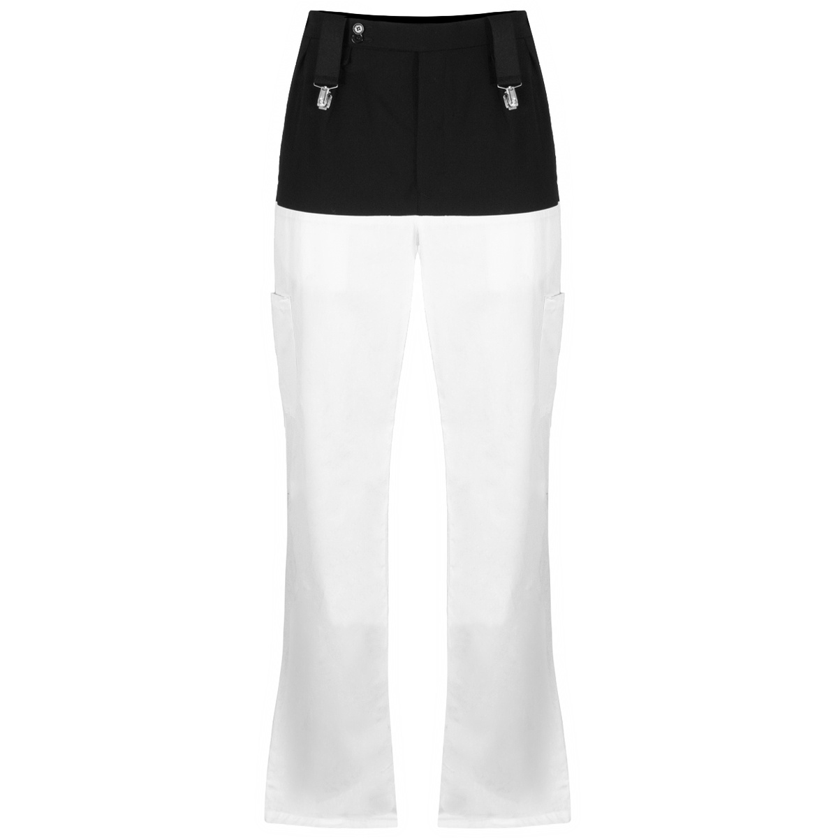 Two Tone Suspender Trousers in Black/white - 1