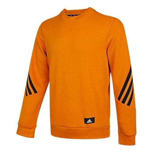 Men's adidas Stripe Sports Round Neck Pullover Yellow H46541 - 1