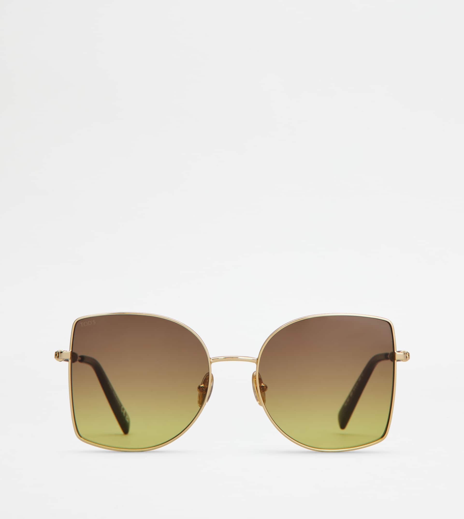 SUNGLASSES WITH TEMPLES IN LEATHER - GOLD - 1