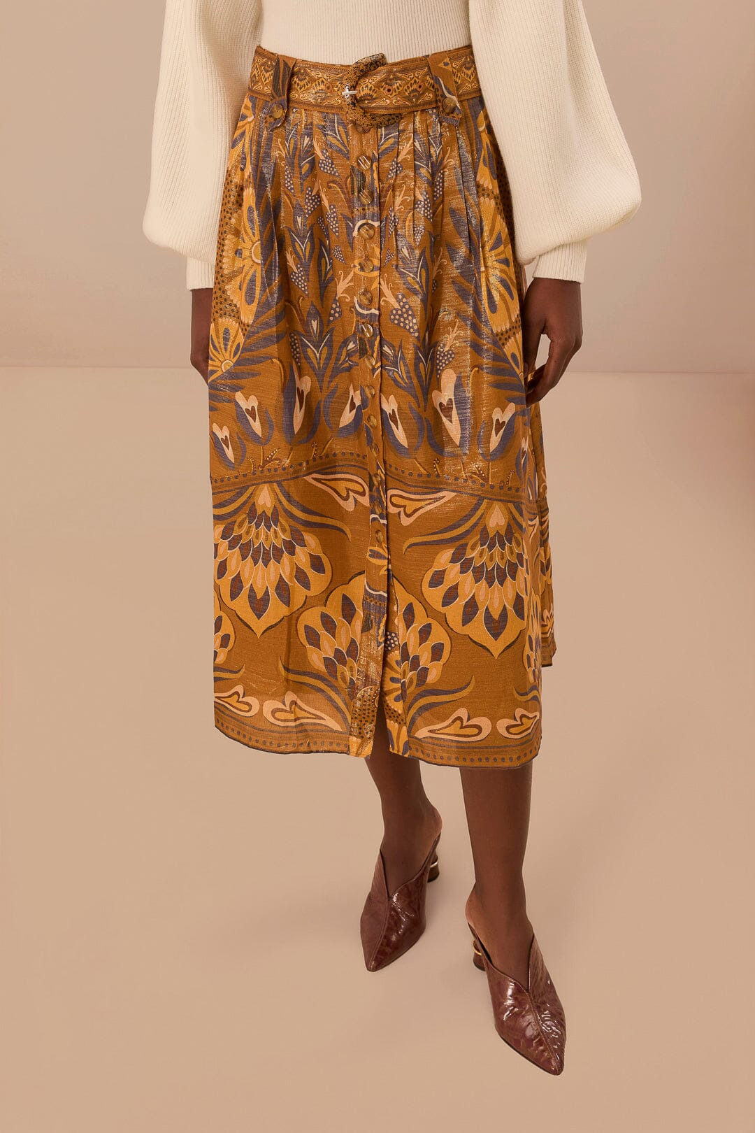 Gold Heart Forest Midi Skirt - 3