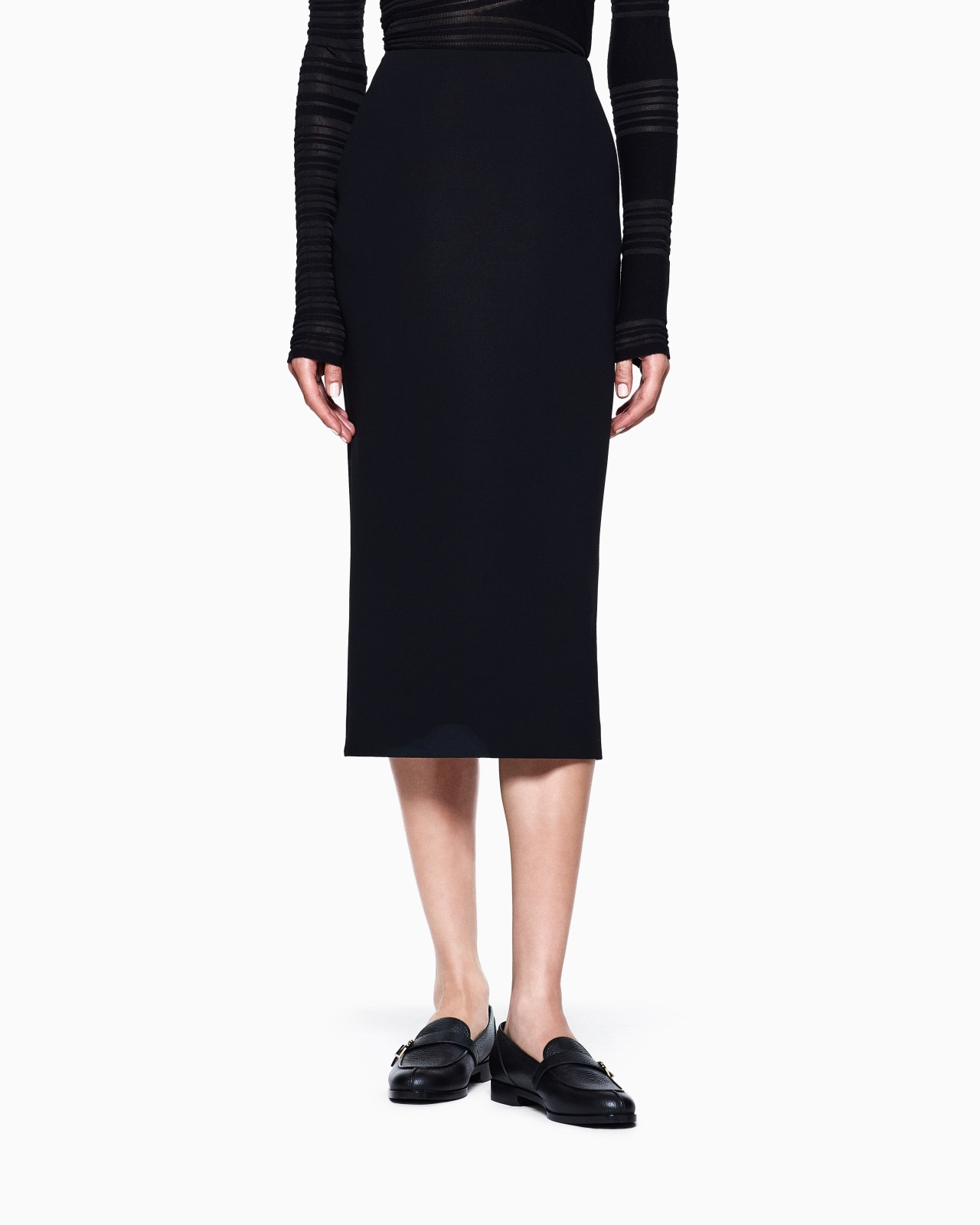 STRETCH, WOOL CRÊPE MIDI SKIRT - 4
