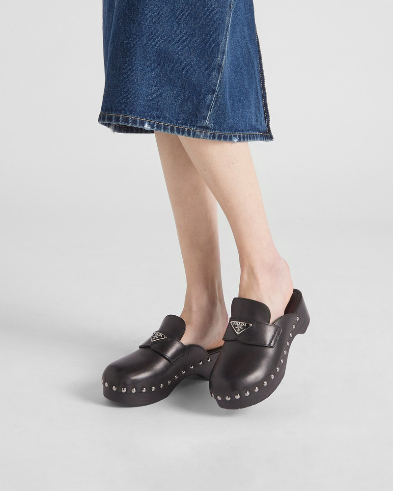 Prada Studded leather clogs outlook