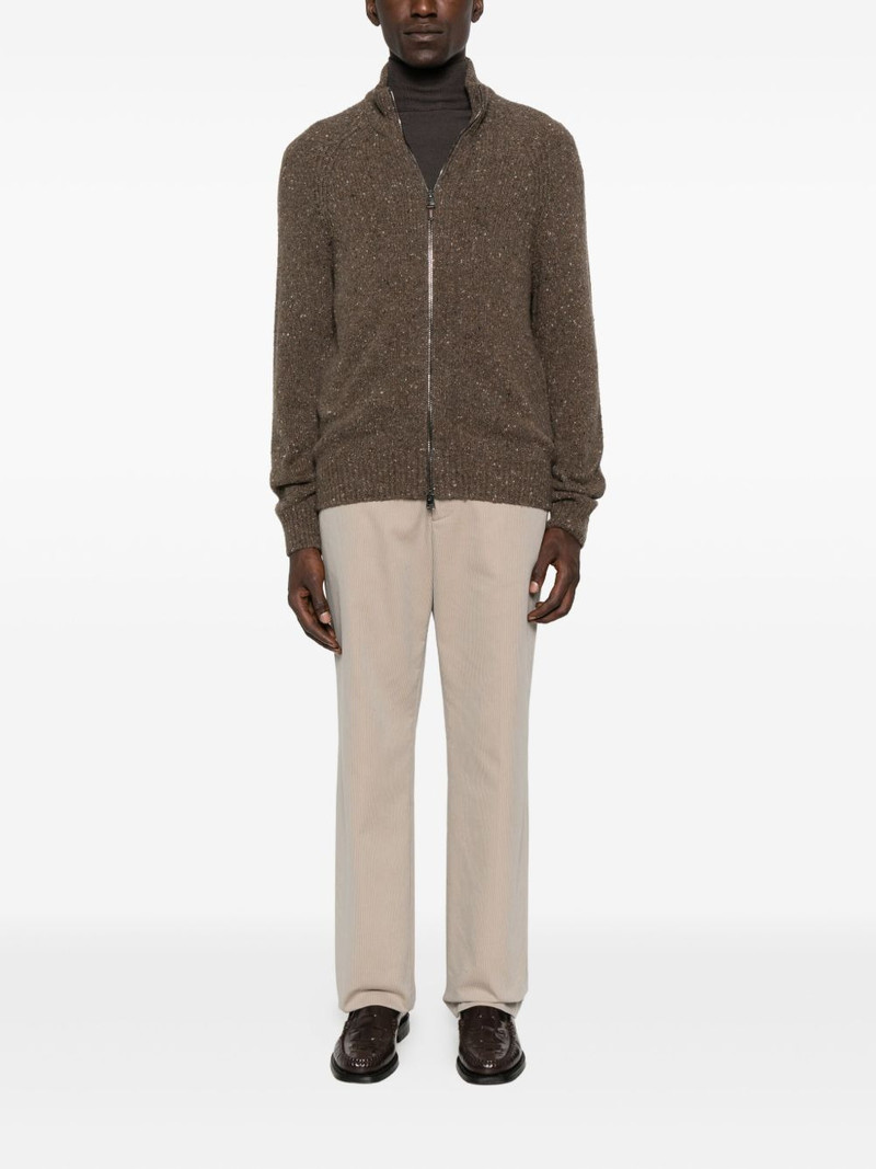 Canali zip-front speckled cardigan outlook