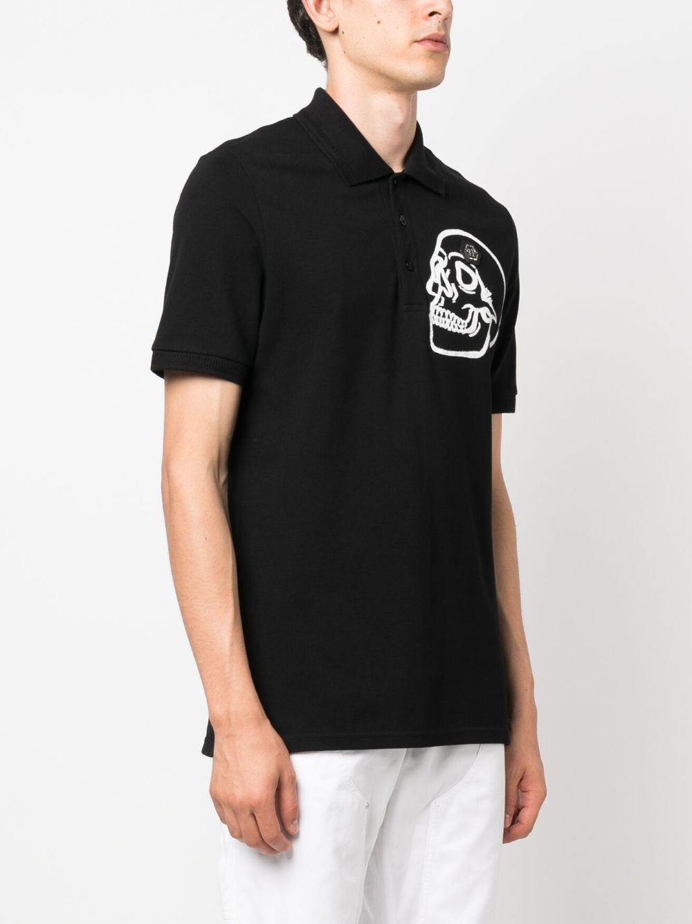piqué skull-detail polo shirt - 3