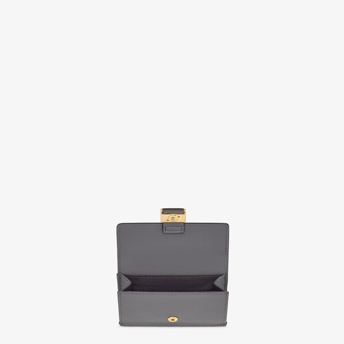 Baguette cardholder with three card slots and coin pocket with snap button. Made of gray nappa leath - 3