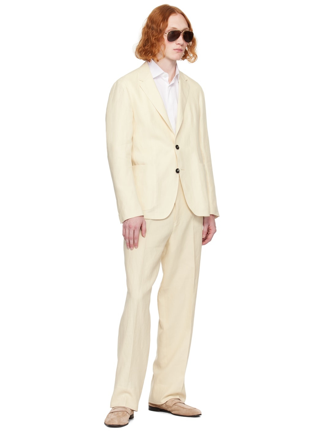 White Spread Collar Shirt - 5