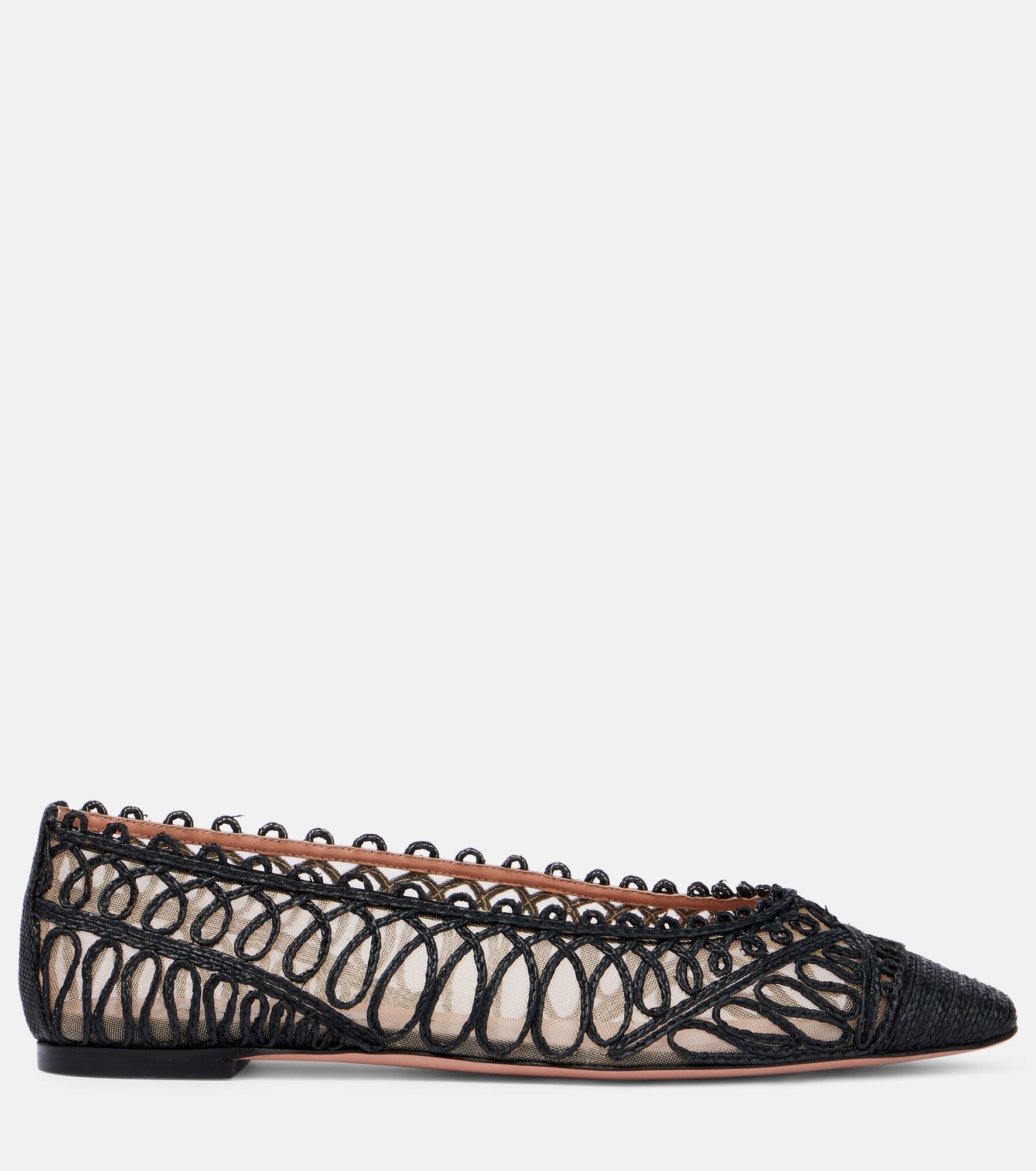Kahlo raffia and mesh ballet flats - 4