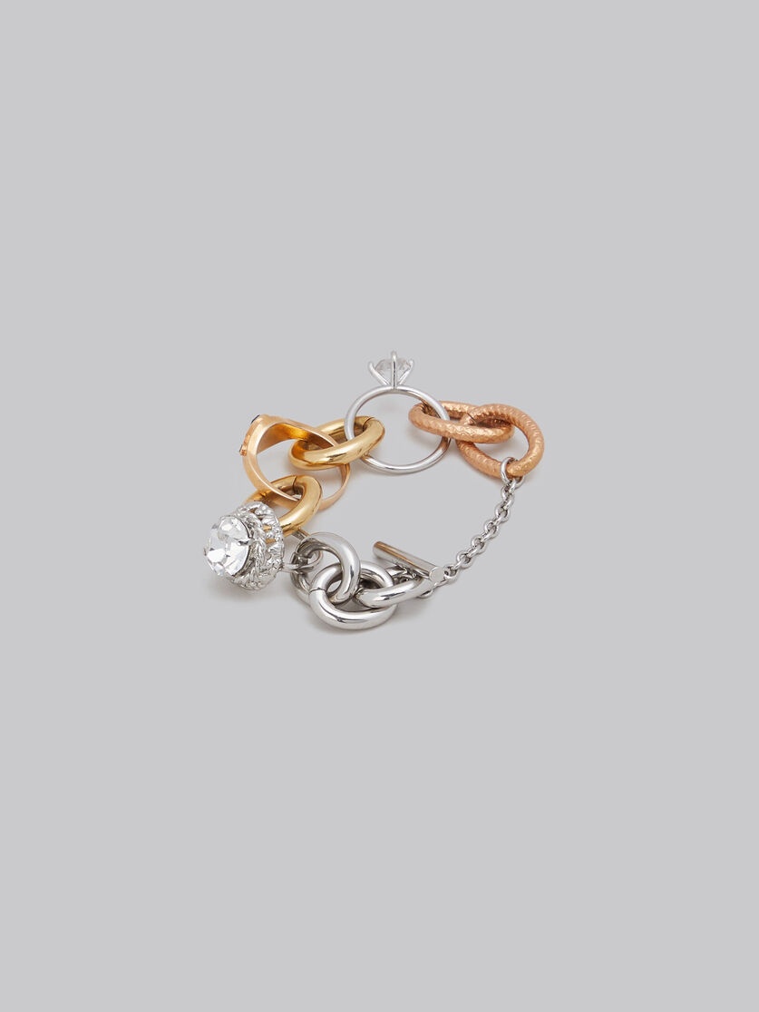 MIXED LINK CHAIN BRACELET WITH JEWELLED RINGS - 3