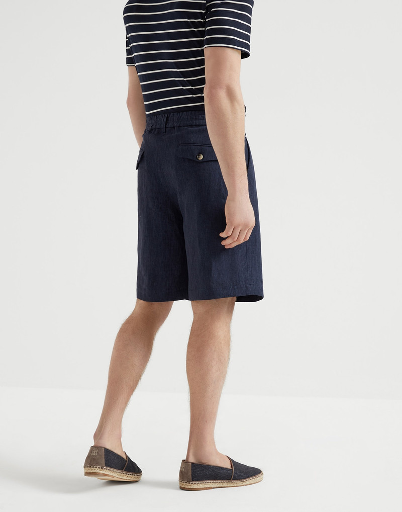 Brunello Cucinelli Lightweight délavé linen Bermuda shorts with elasticated waistband outlook