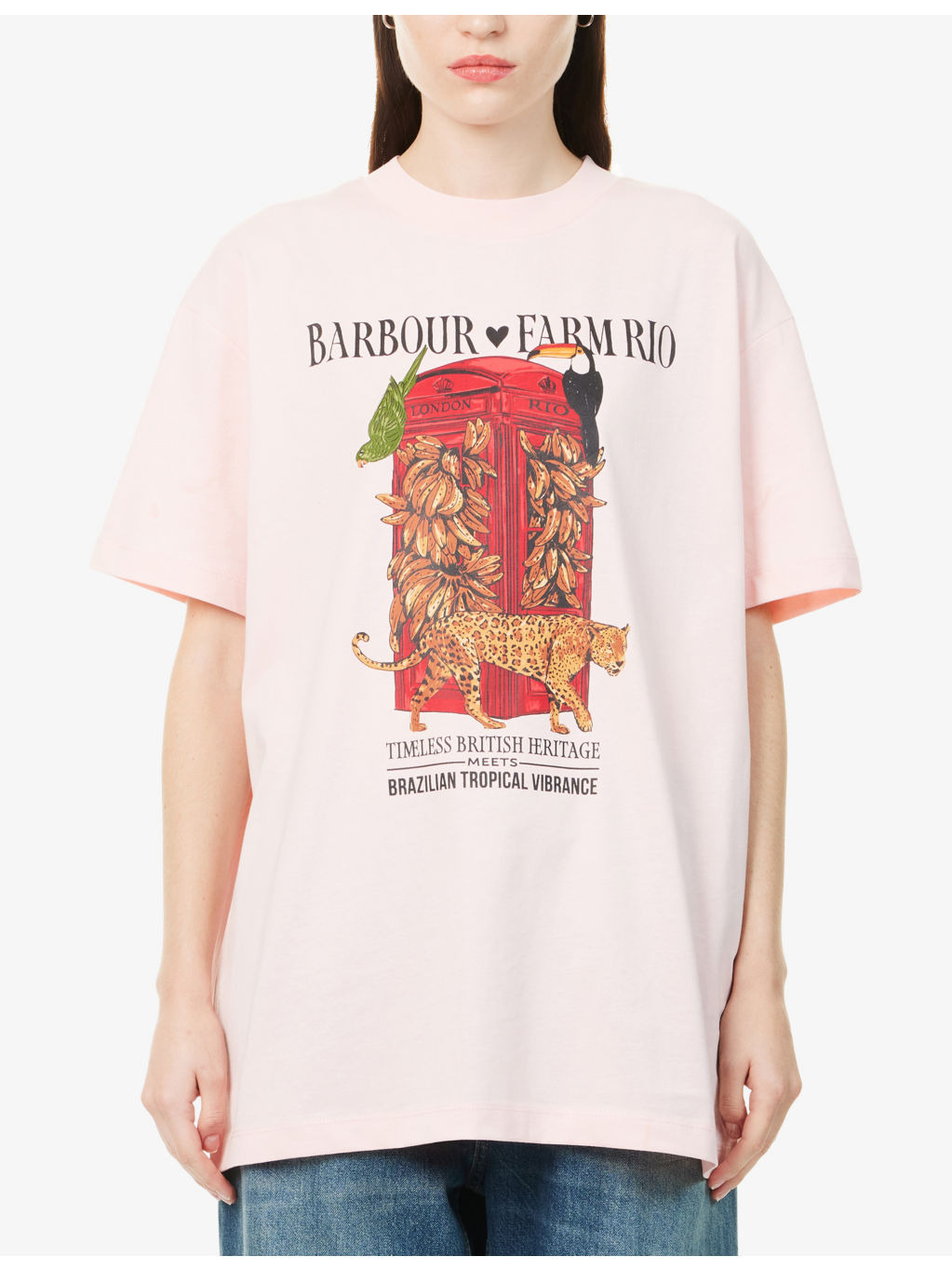 Barbour x FARM Rio Maria Clara Cotton-Jersey T-Shirt - 3