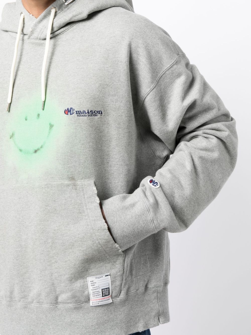 smiley face-print cotton hoodie - 5