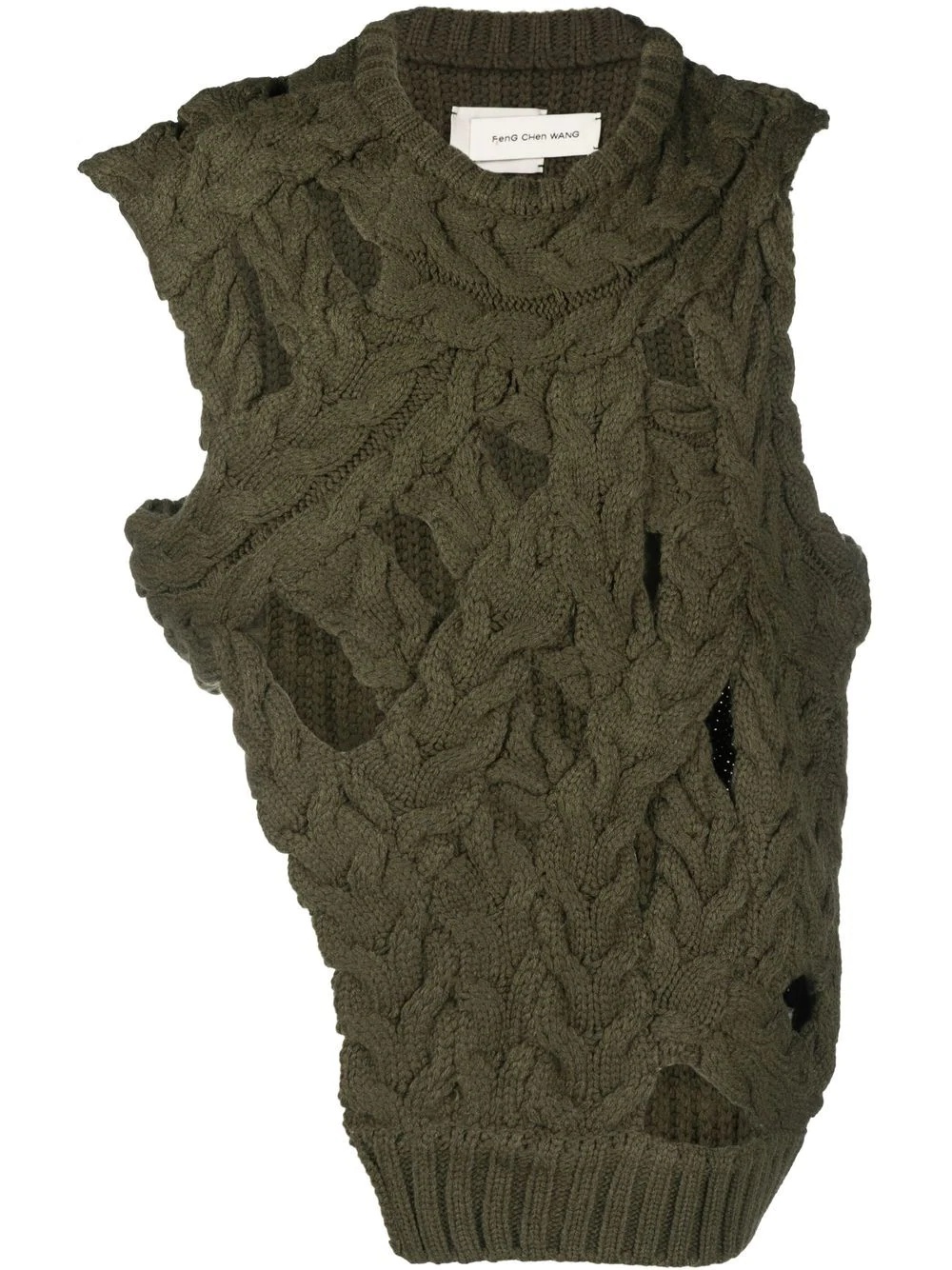 asymmetric knitted vest - 1