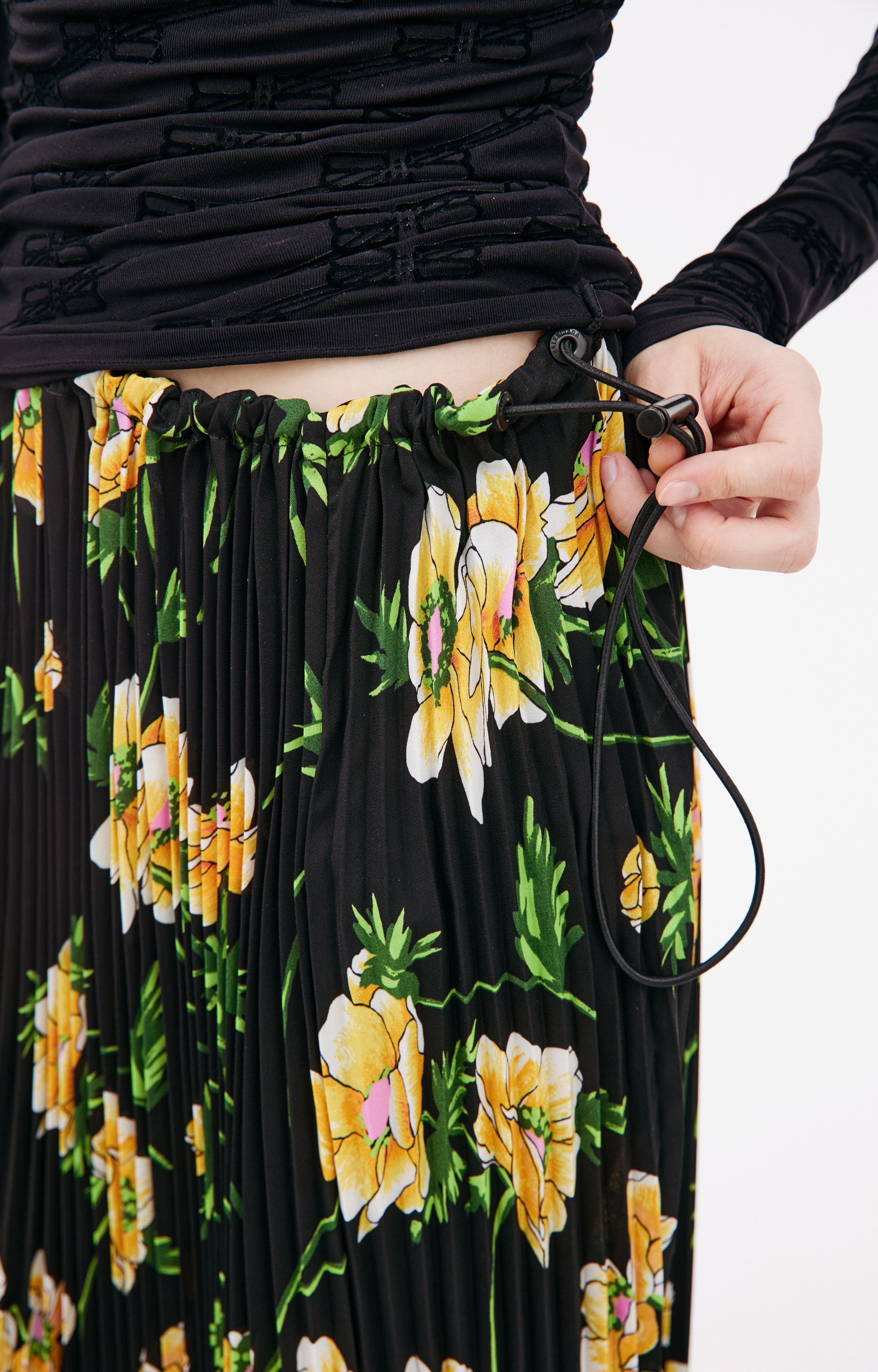 PLEATED MIDI SKIRT WITH FLORAL PRINT - 4