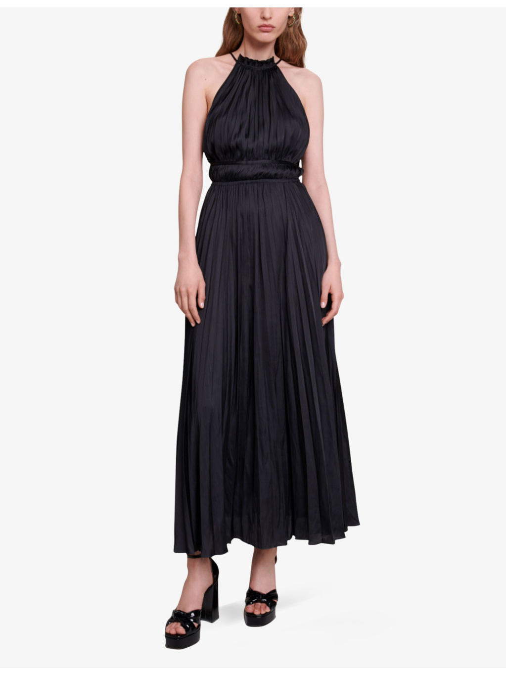 Villy halter-neck pleated satin maxi dress - 2