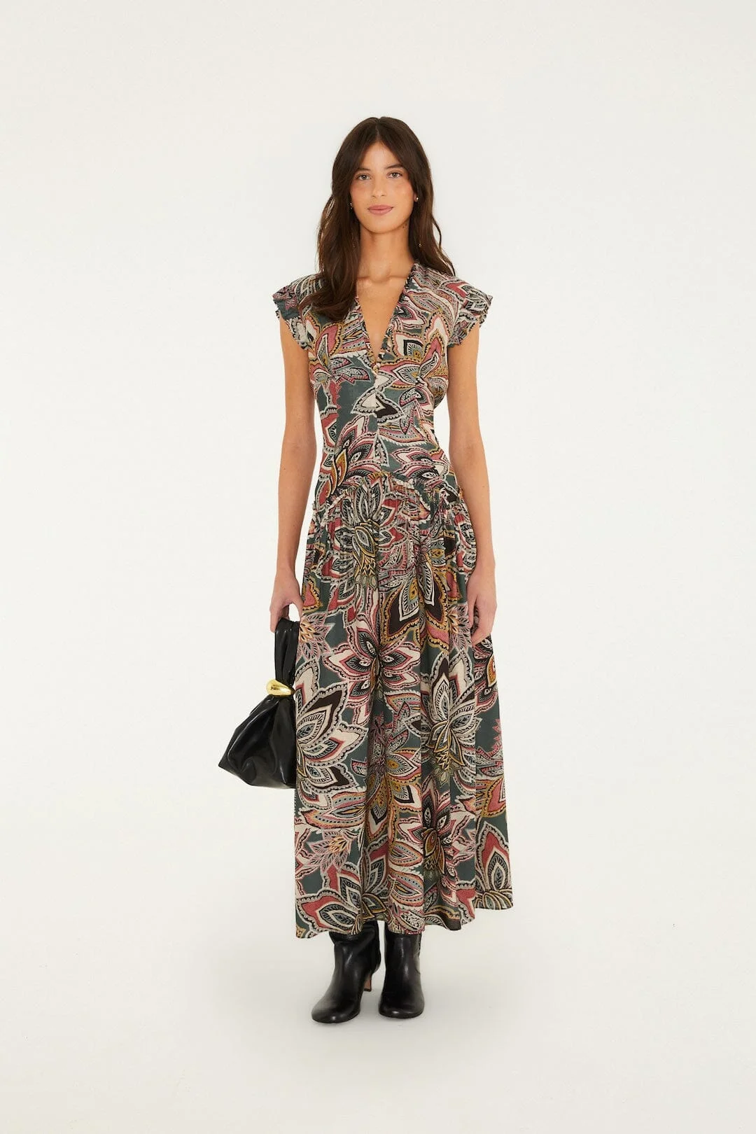 Tapestry Flowers Sleveless Maxi Dress - 1