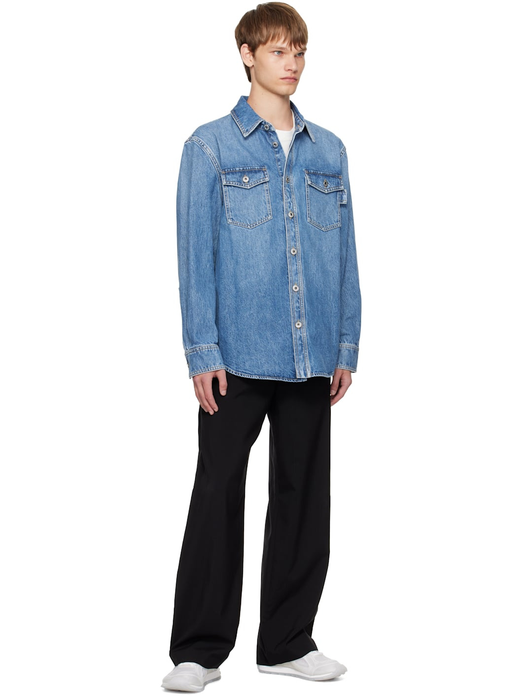 Blue Faded Denim Shirt - 4