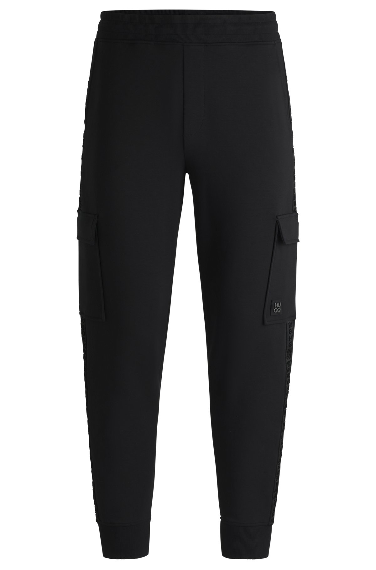 STRETCH-COTTON TRACKSUIT BOTTOMS WITH STACKED LOGO - 1
