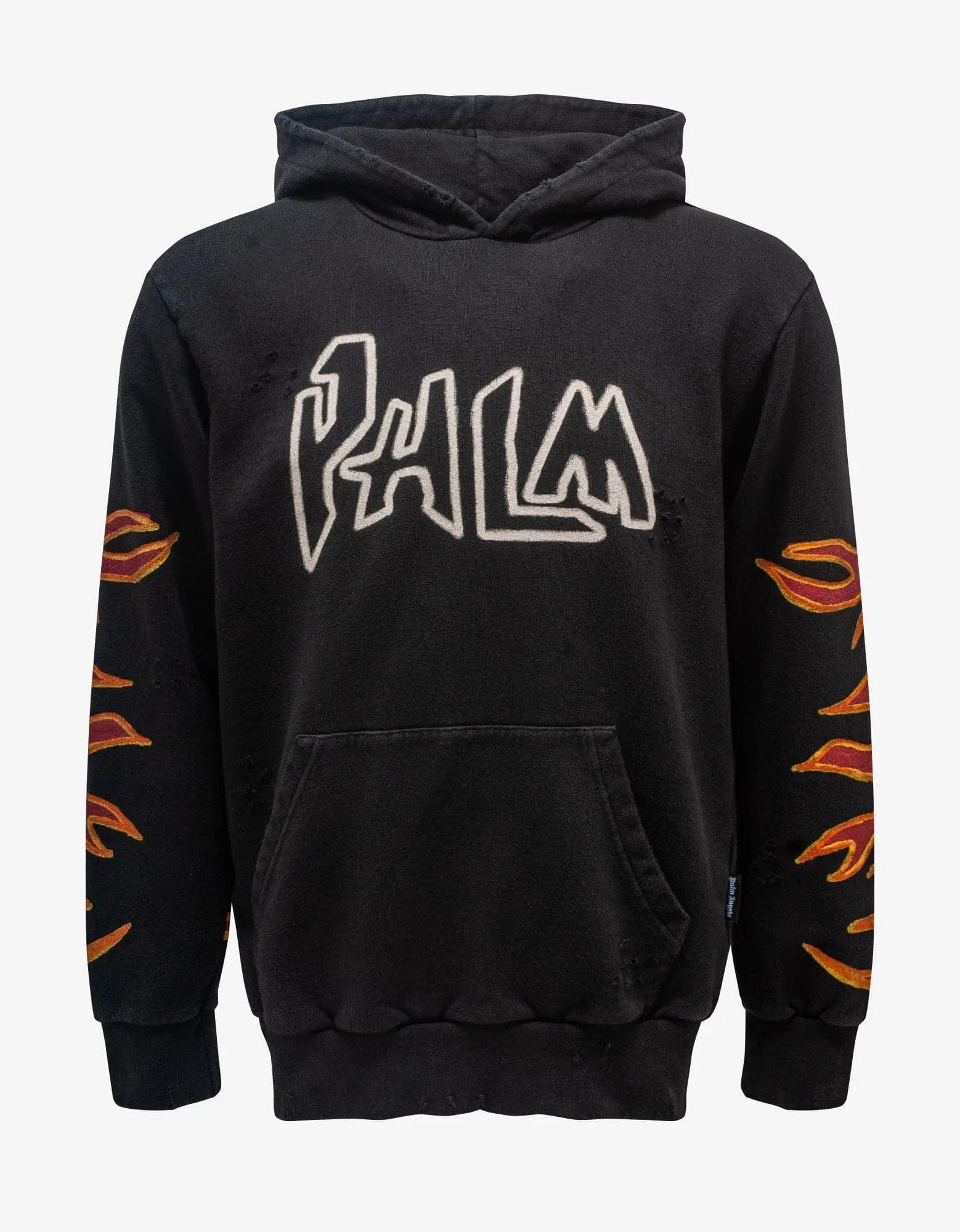 Palm Angels Black Graffiti Flames Hoodie - 1