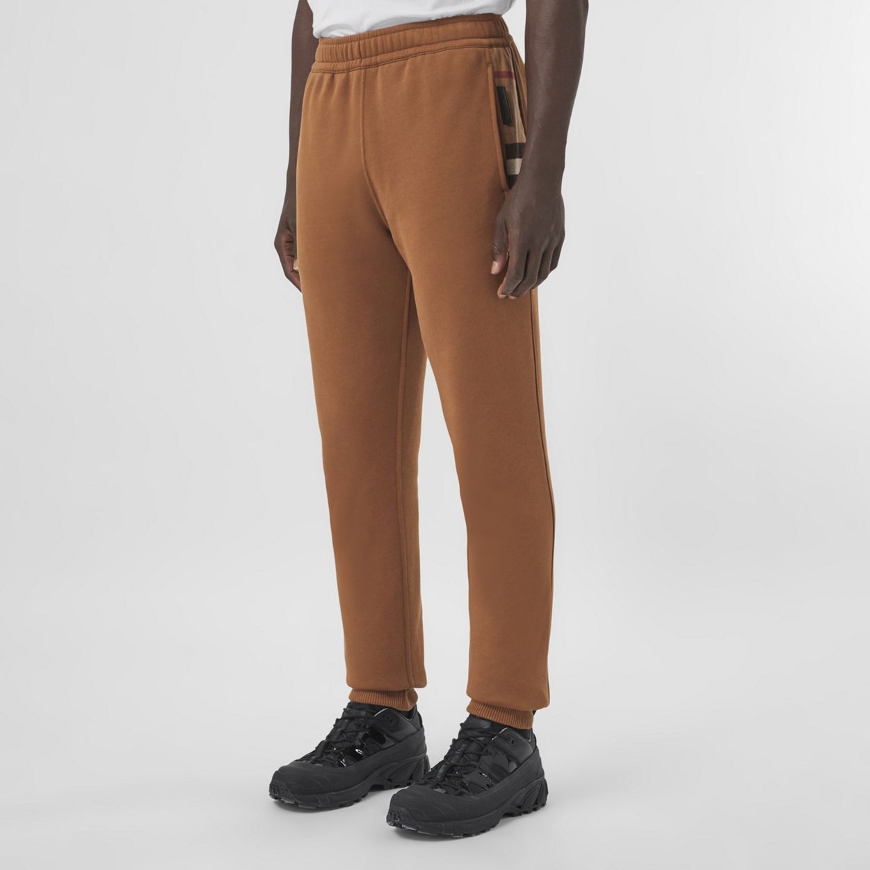 Check Panel Cotton Blend Jogging Pants - 6