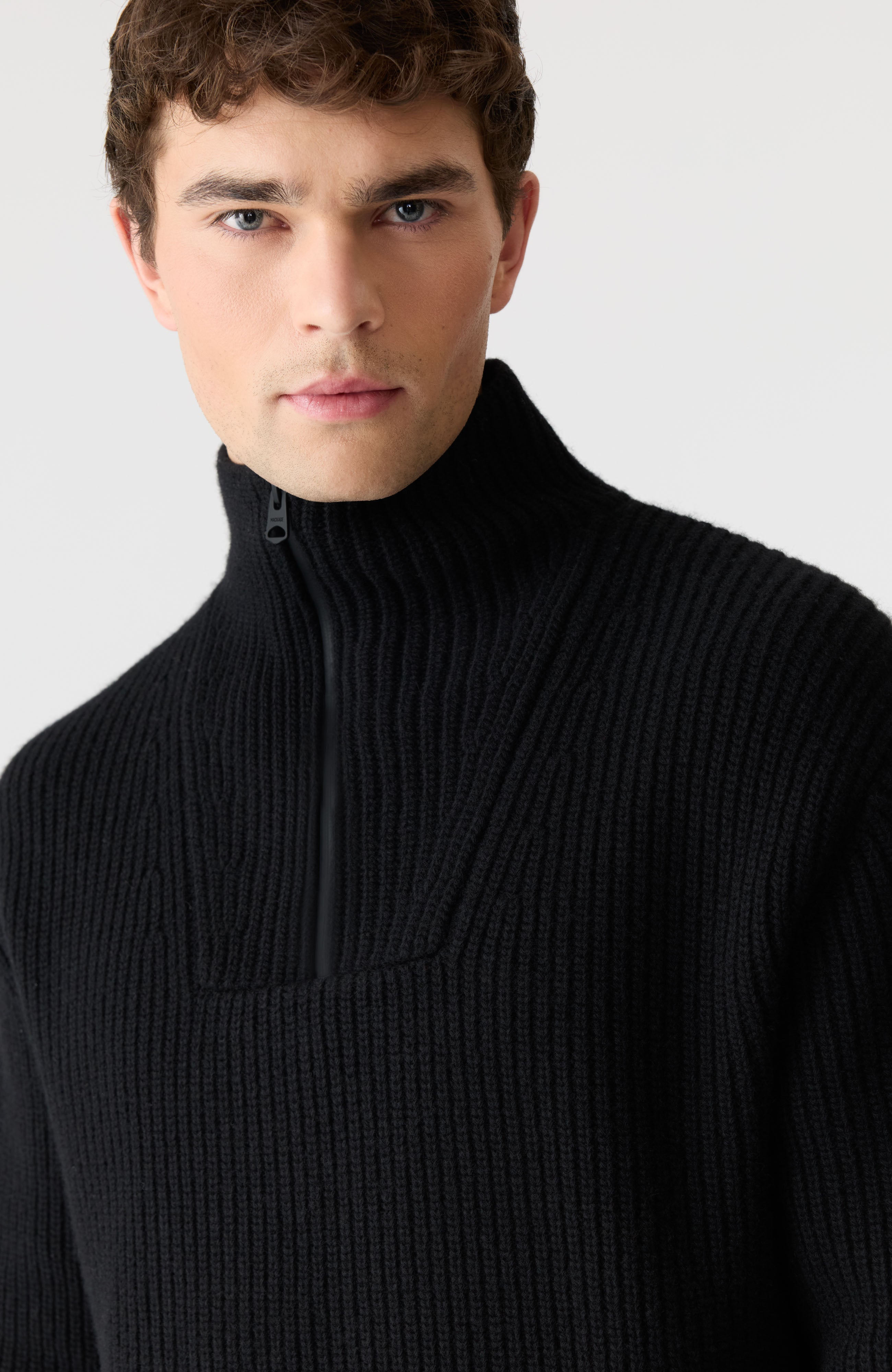 MARIO Fisherman Rib Quarter-Zip Pullover - 5