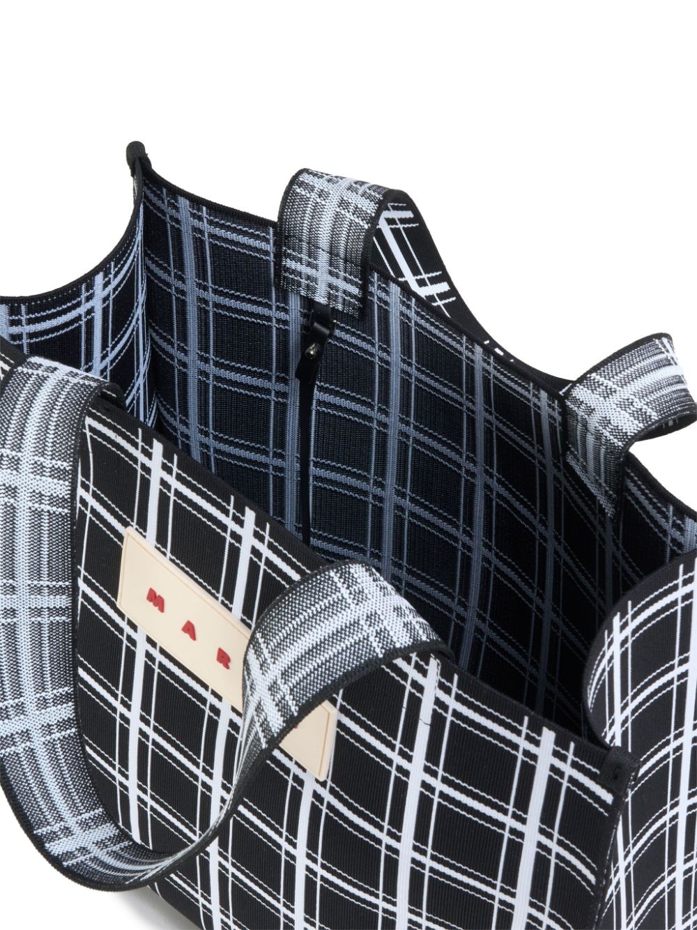 plaid logo-tag tote - 5