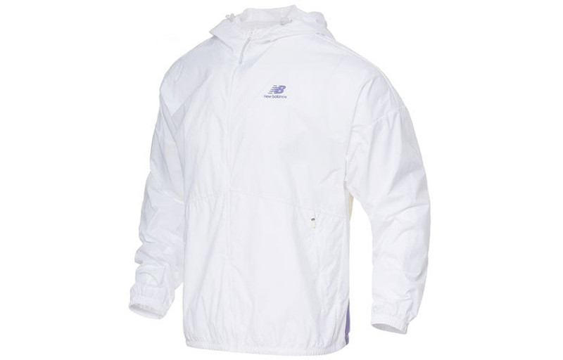 New Balance New Balance Logo Printing Colorblock Hooded Jacket Couple Style White 5AC19013-WT outlook