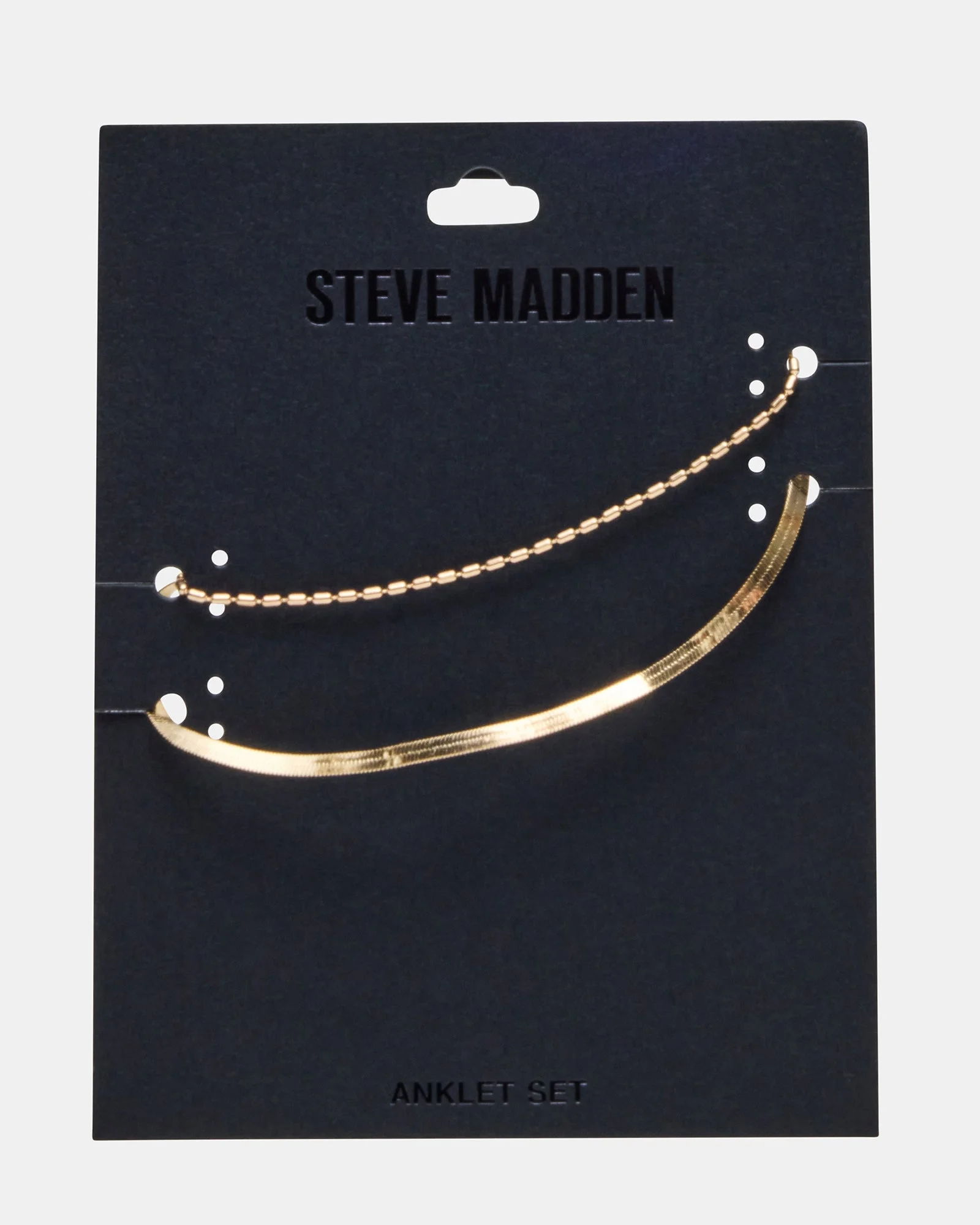 HERRINGBONE CHAIN ANKLET SET GOLD - 1