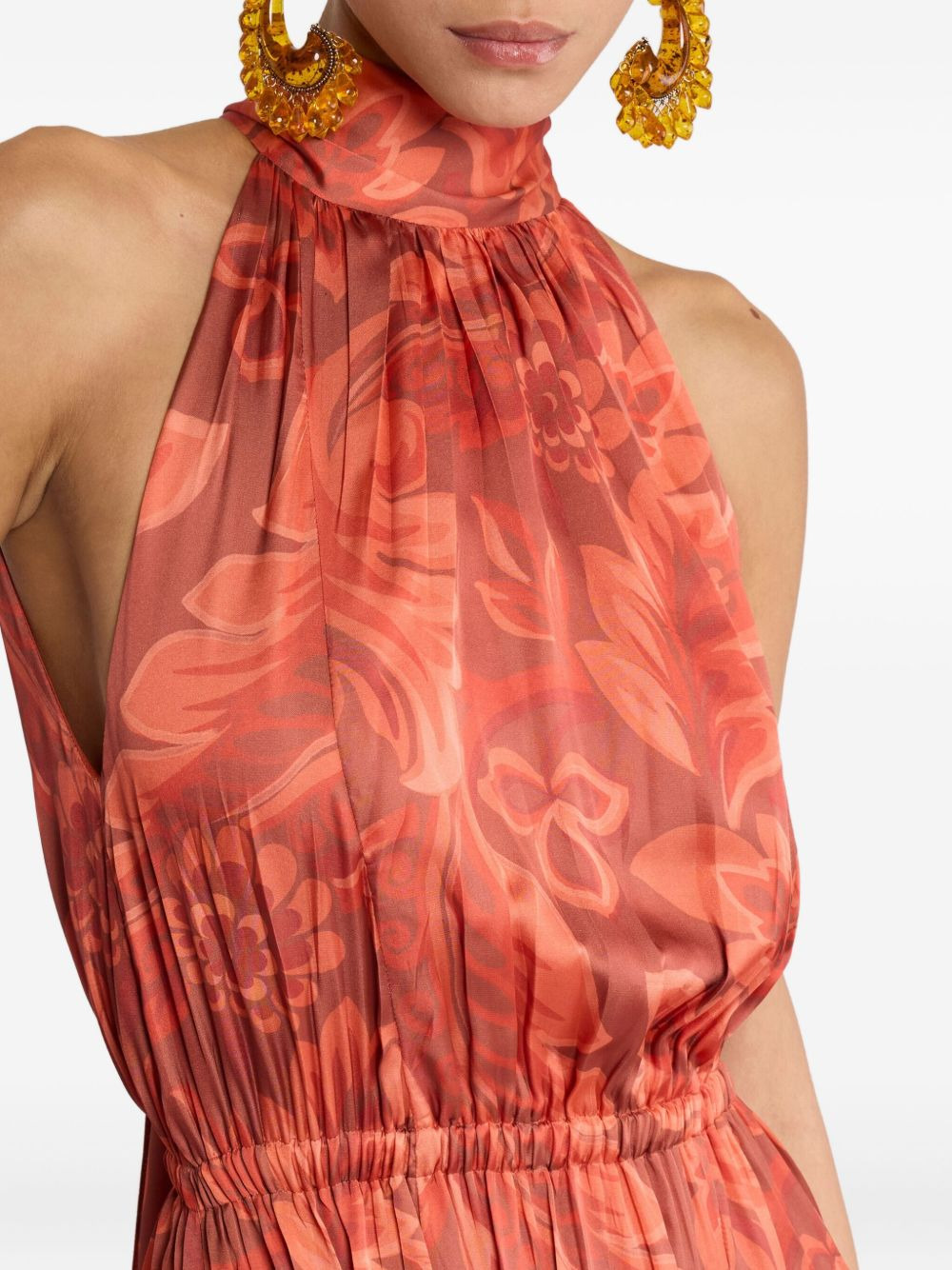 floral-print pleated maxi dress - 4