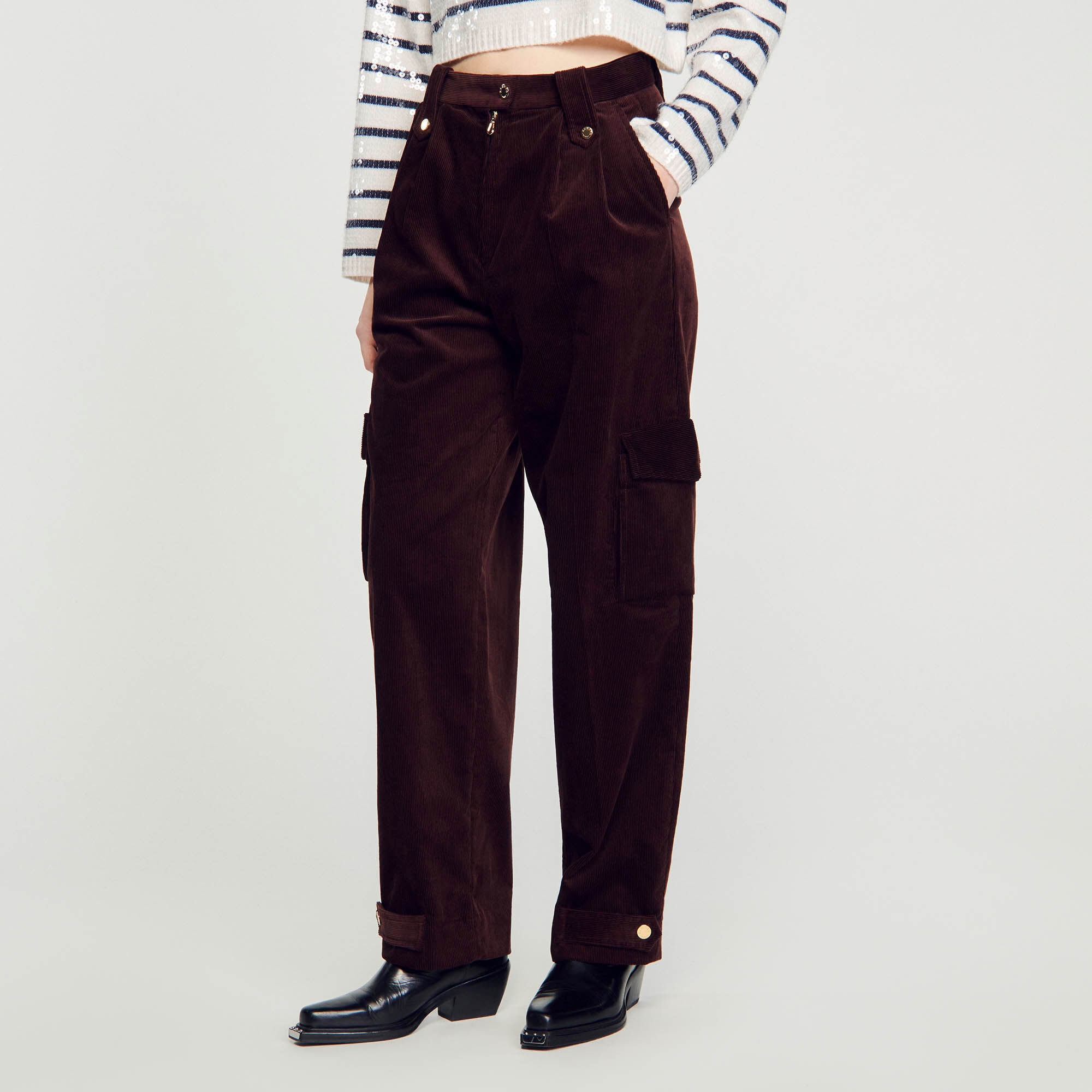 VELVET CARGO PANTS - 5