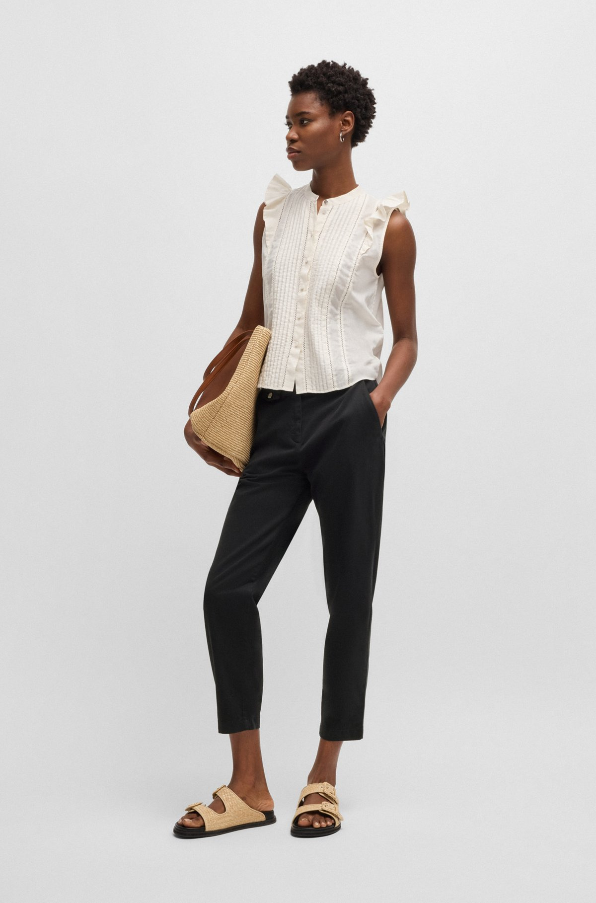 CASUAL CHINOS IN STRETCH-COTTON SATIN - 3