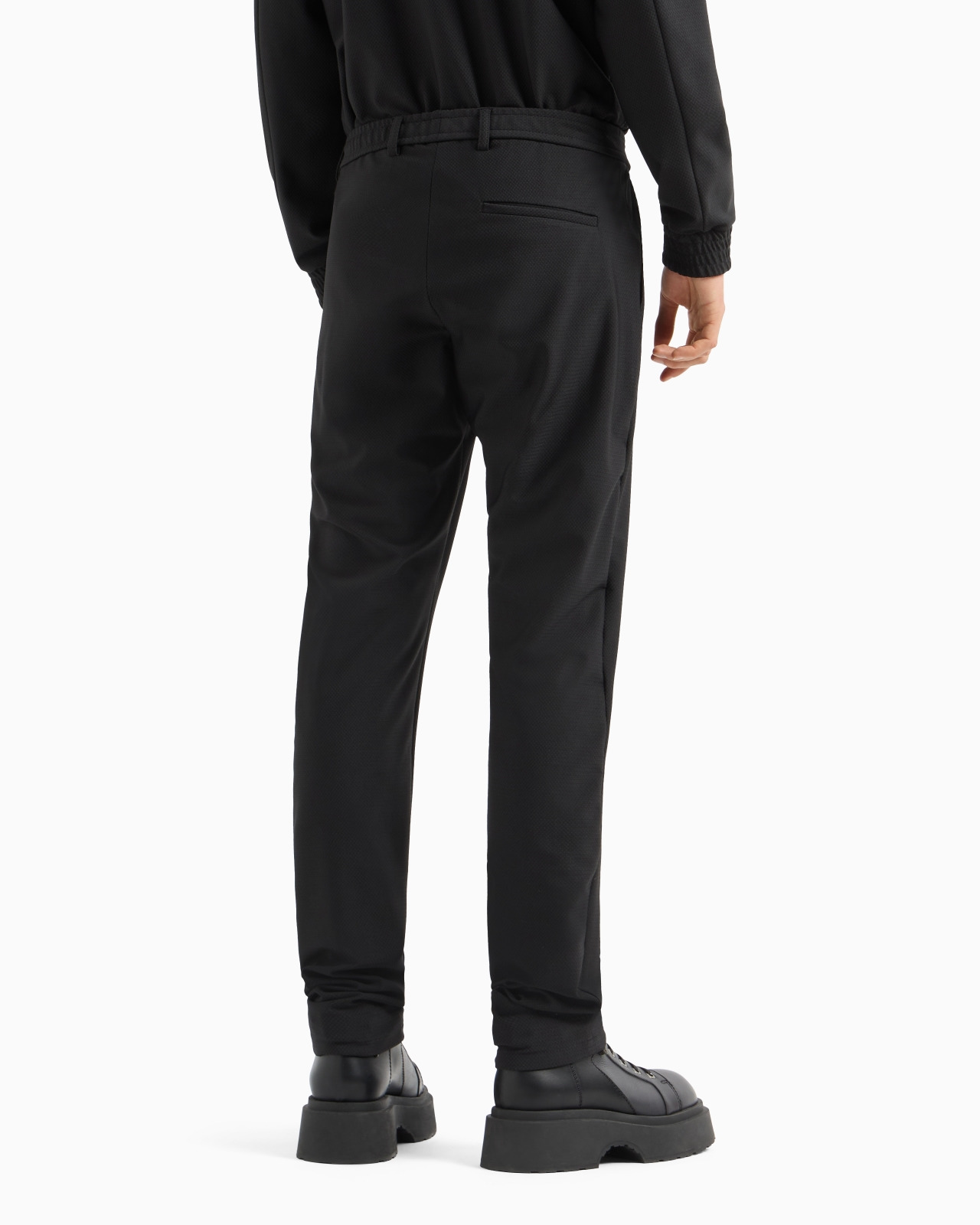 3D-effect micro-pattern technical-jersey trousers with ribbing - 3