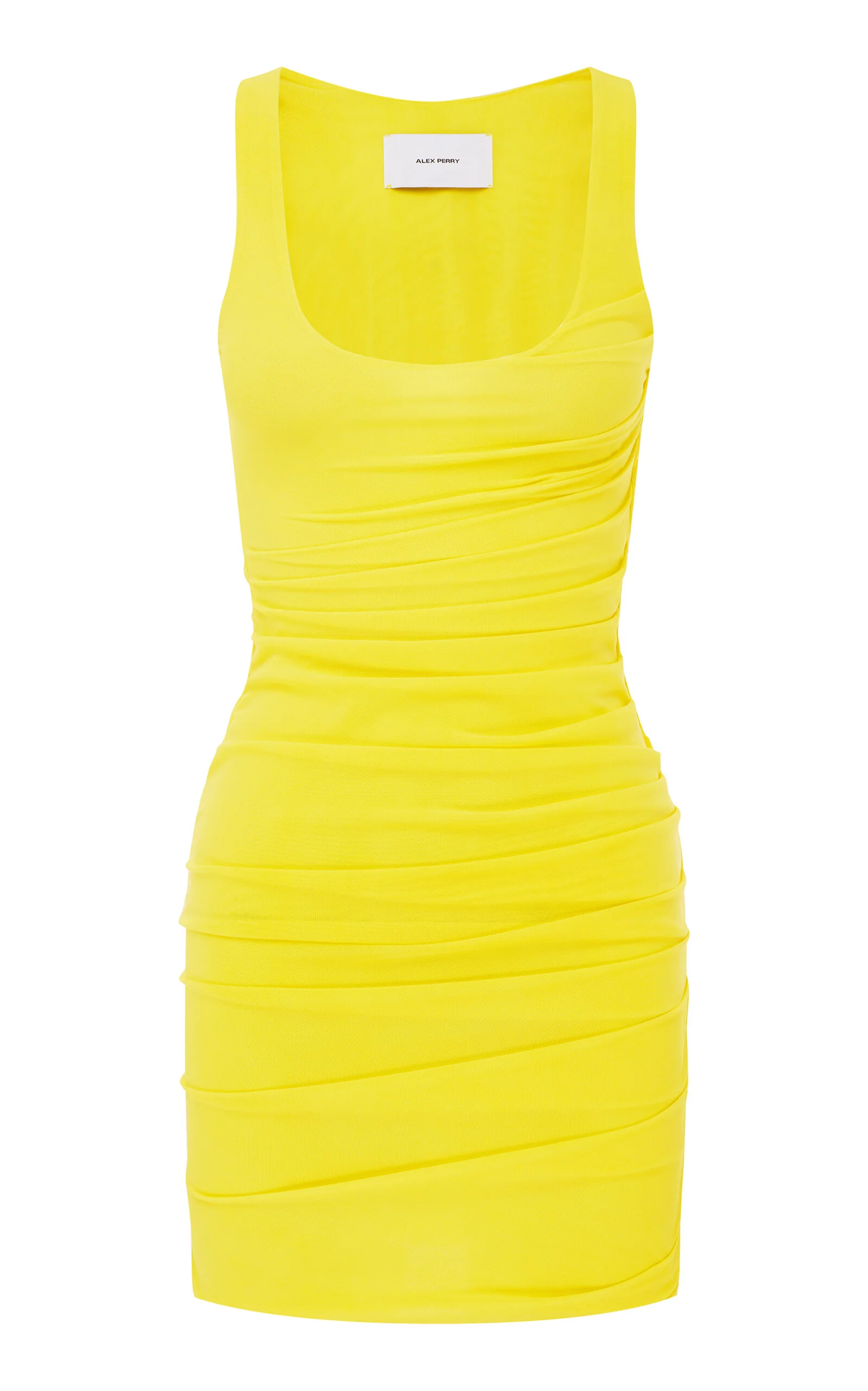 Ruched Singlet Mini Dress In Power Mesh yellow - 1